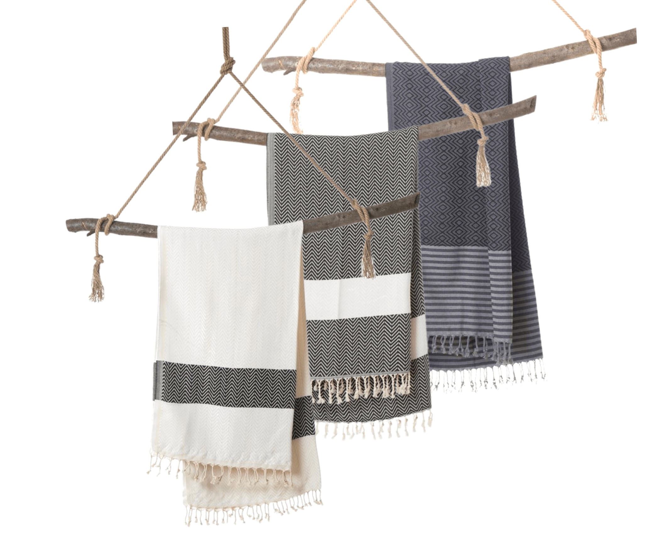 Hamamtuch | Handtuch | beige, grau und schwarz - Roo's Gift Shop