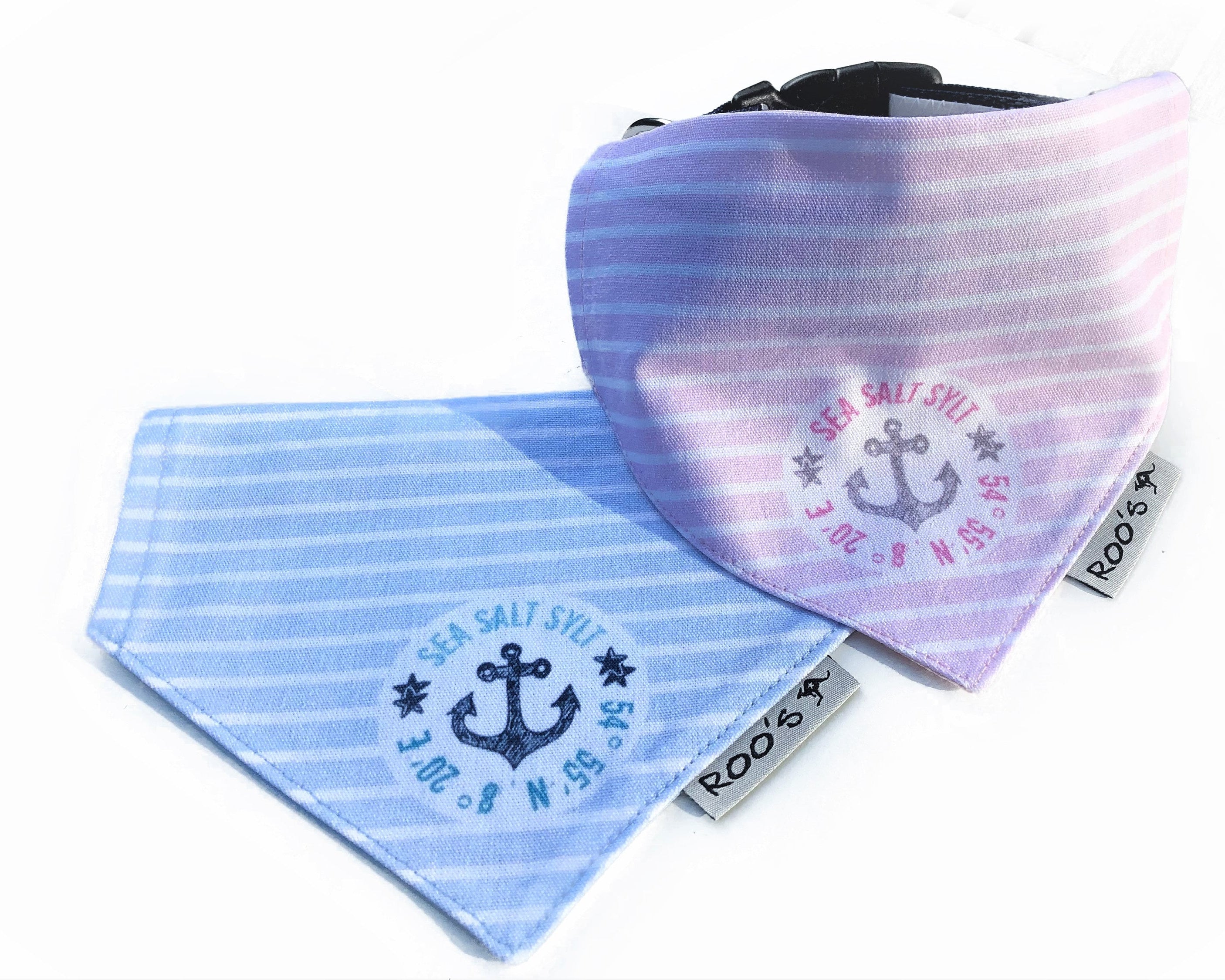 Maritimes Hundehalstuch "Sylt" | hellblau oder rosa | Hunde Bandana aus Baumwolle | wird am Halsband befestigt