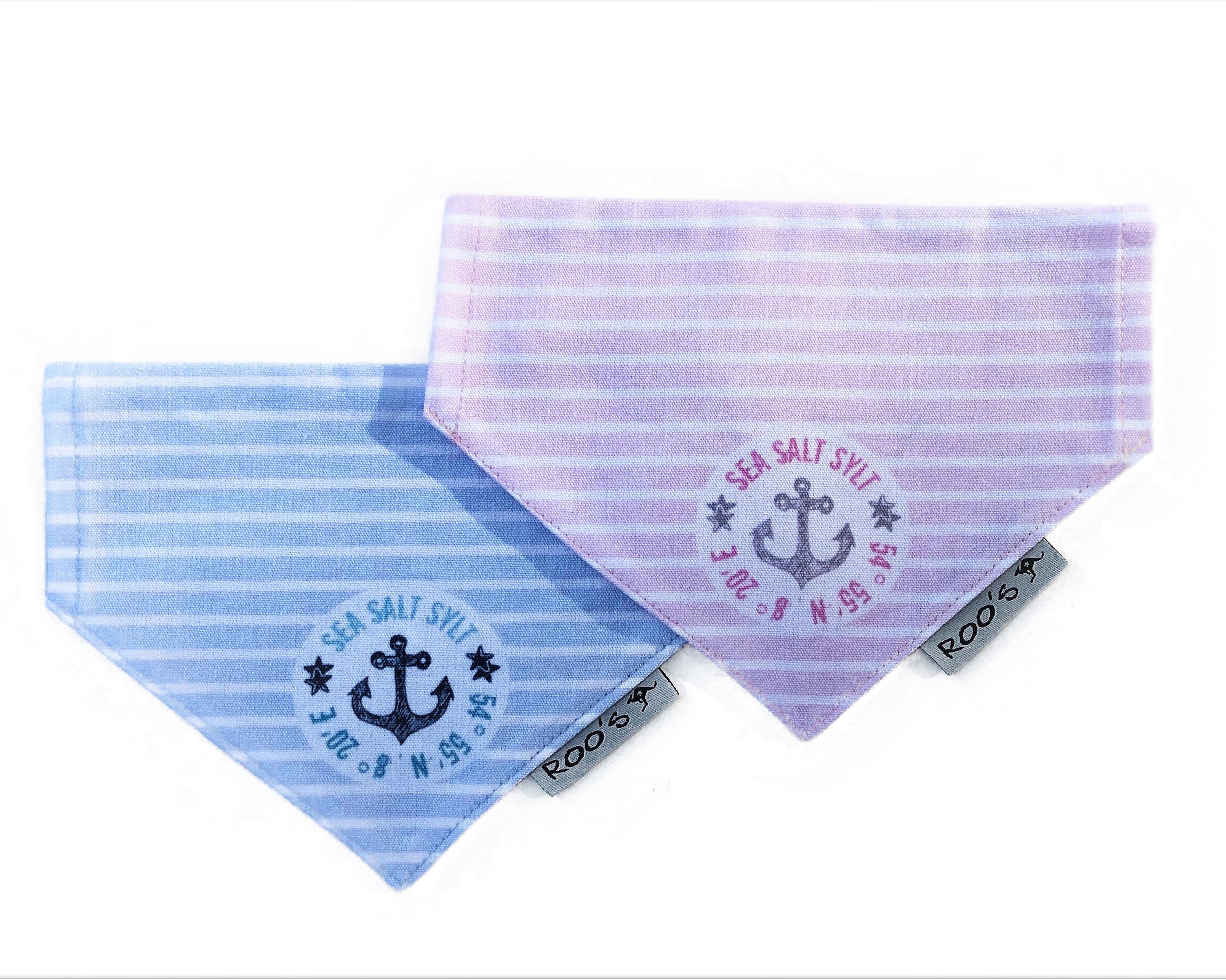 Maritimes Hundehalstuch "Sylt" | hellblau oder rosa | Hunde Bandana aus Baumwolle | wird am Halsband befestigt