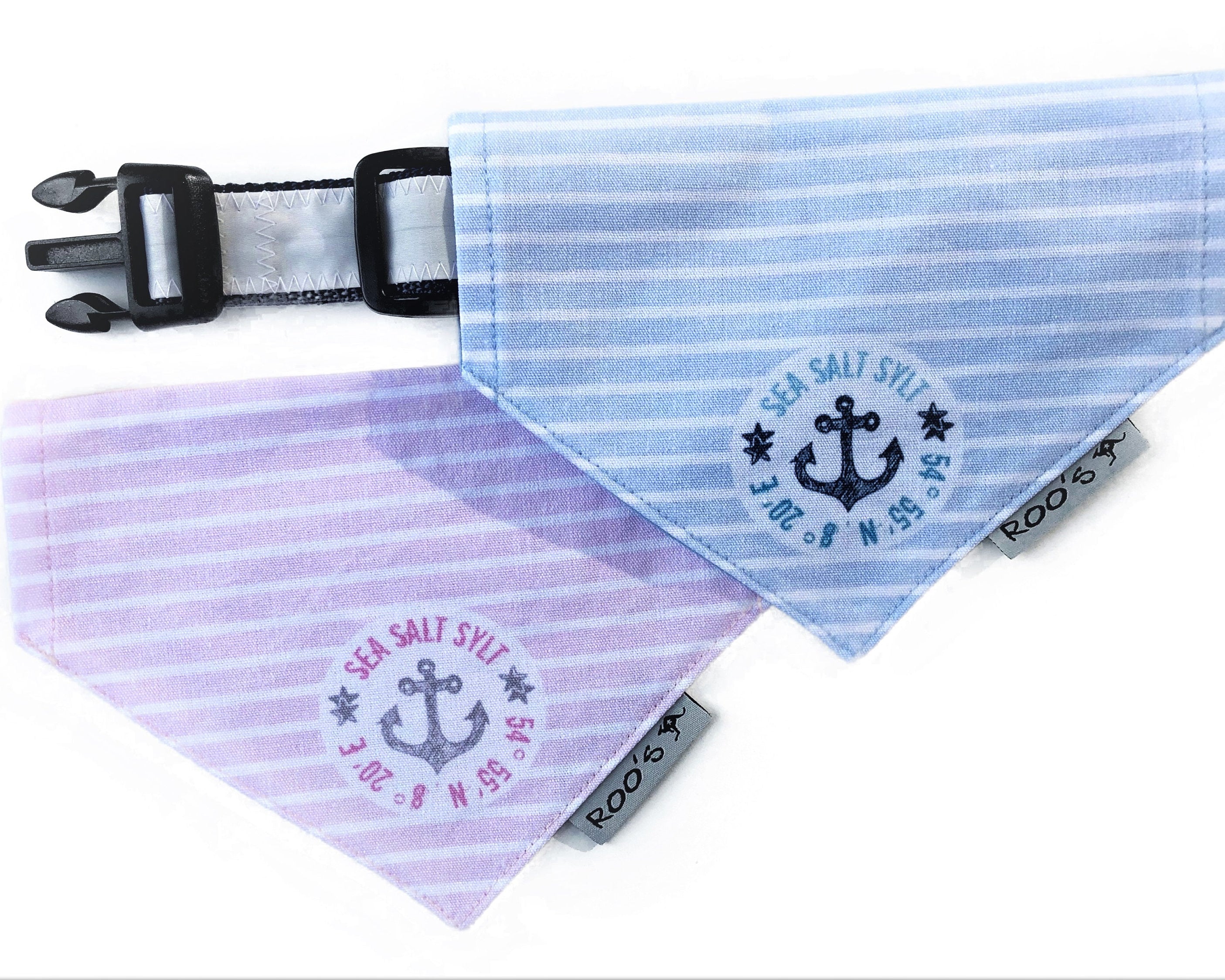 Maritimes Hundehalstuch "Sylt" | hellblau oder rosa | Hunde Bandana aus Baumwolle | wird am Halsband befestigt