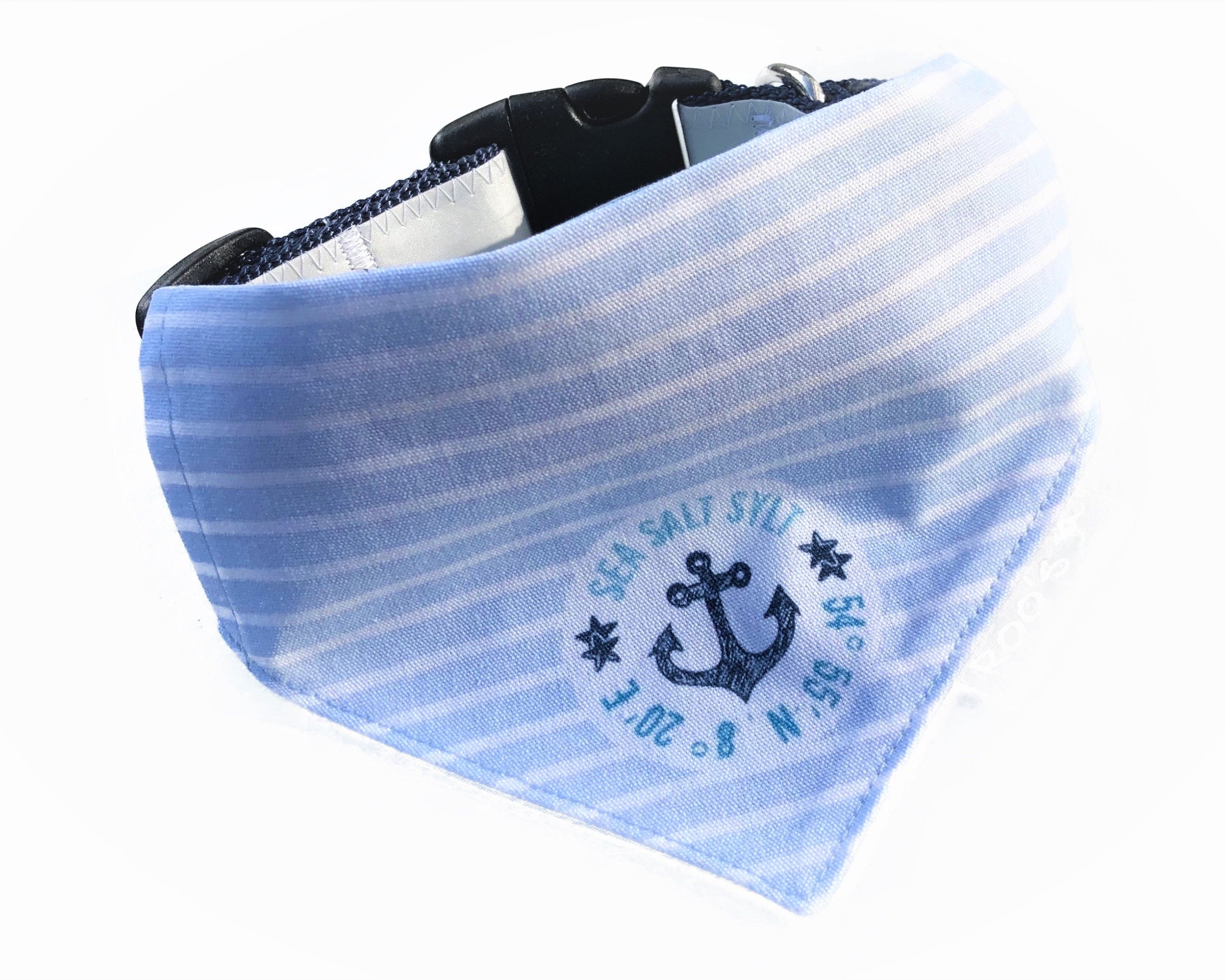 Maritimes Hundehalstuch "Sylt" | hellblau oder rosa | Hunde Bandana aus Baumwolle | wird am Halsband befestigt