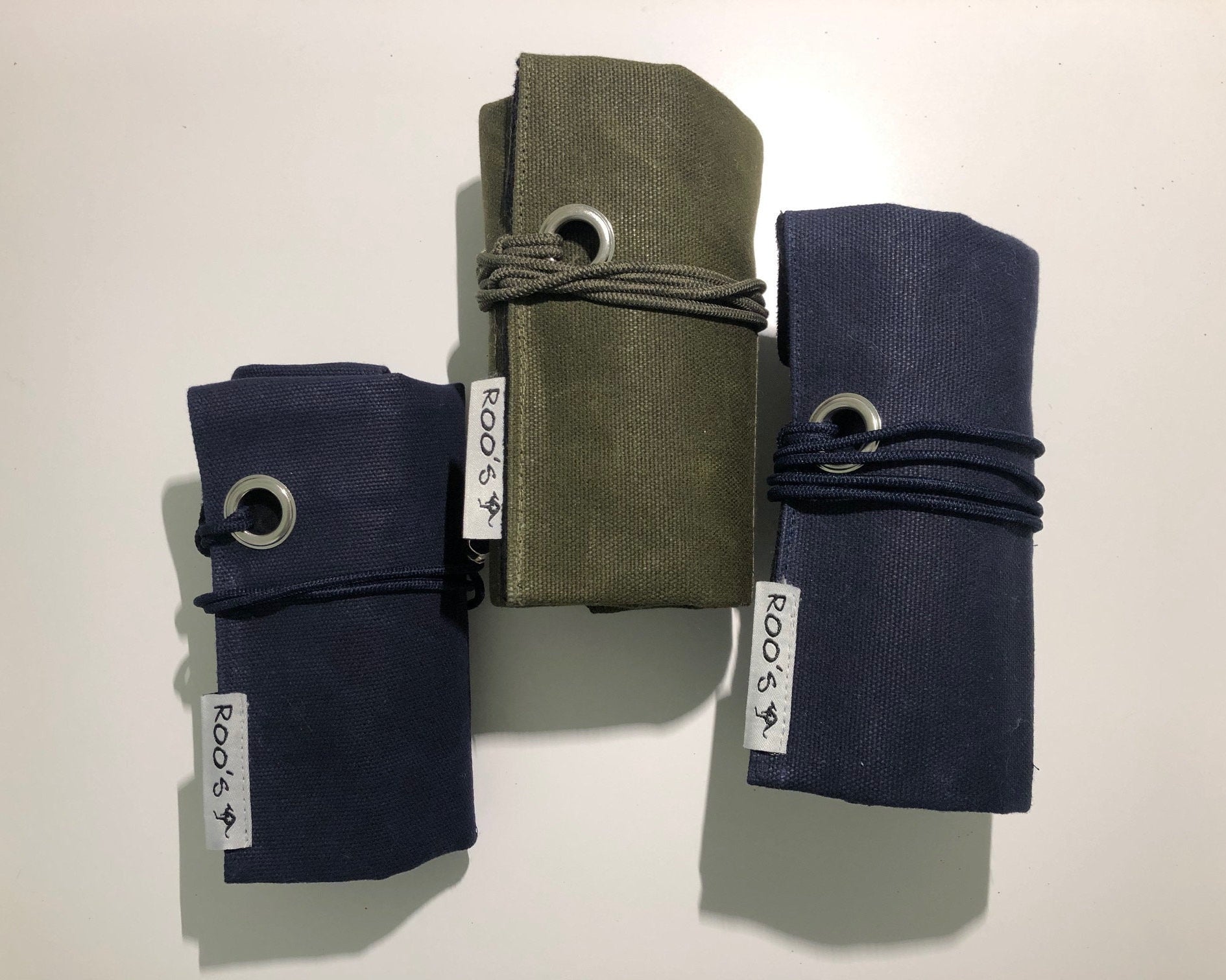 Blaue 3er Watch Roll | Waxed Canvas | Geschenk für Männer | Armbanduhren Rolle 3 Uhren | Reise Uhren Etui | Uhrenrolle Baumwolle gefüttert