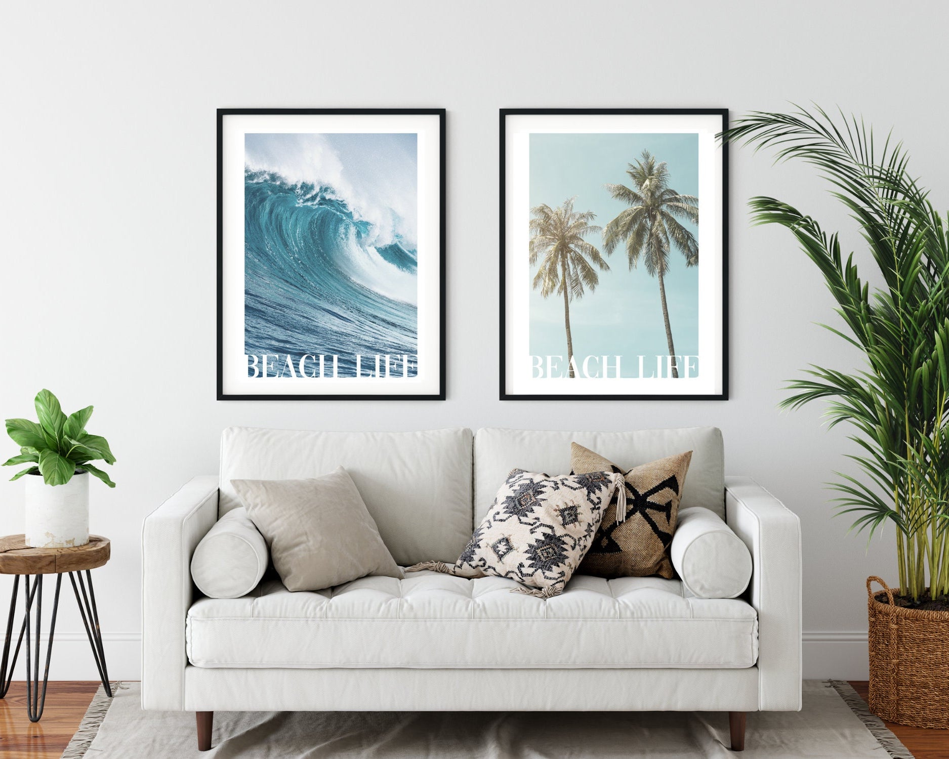 Beach Poster | Beach Life | Sommer | Welle | Meer | Surfbrett | Palmen | maritim | Surfer | Taucher | Bilder | Wand Deko