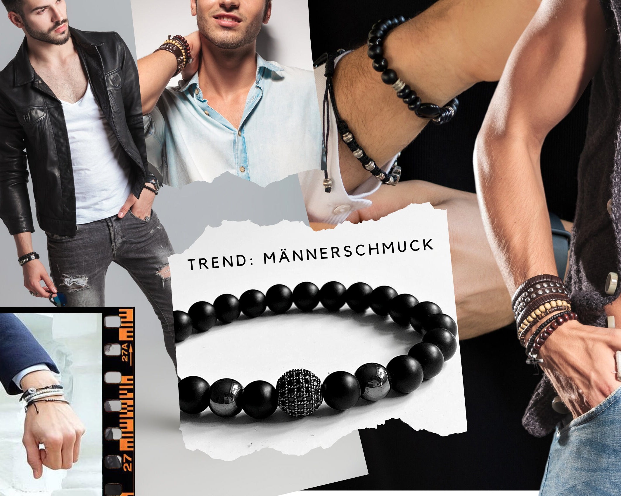 Beiges geflochtenes Lederarmband für Männer | Herrenarmband | Geschenk Mann