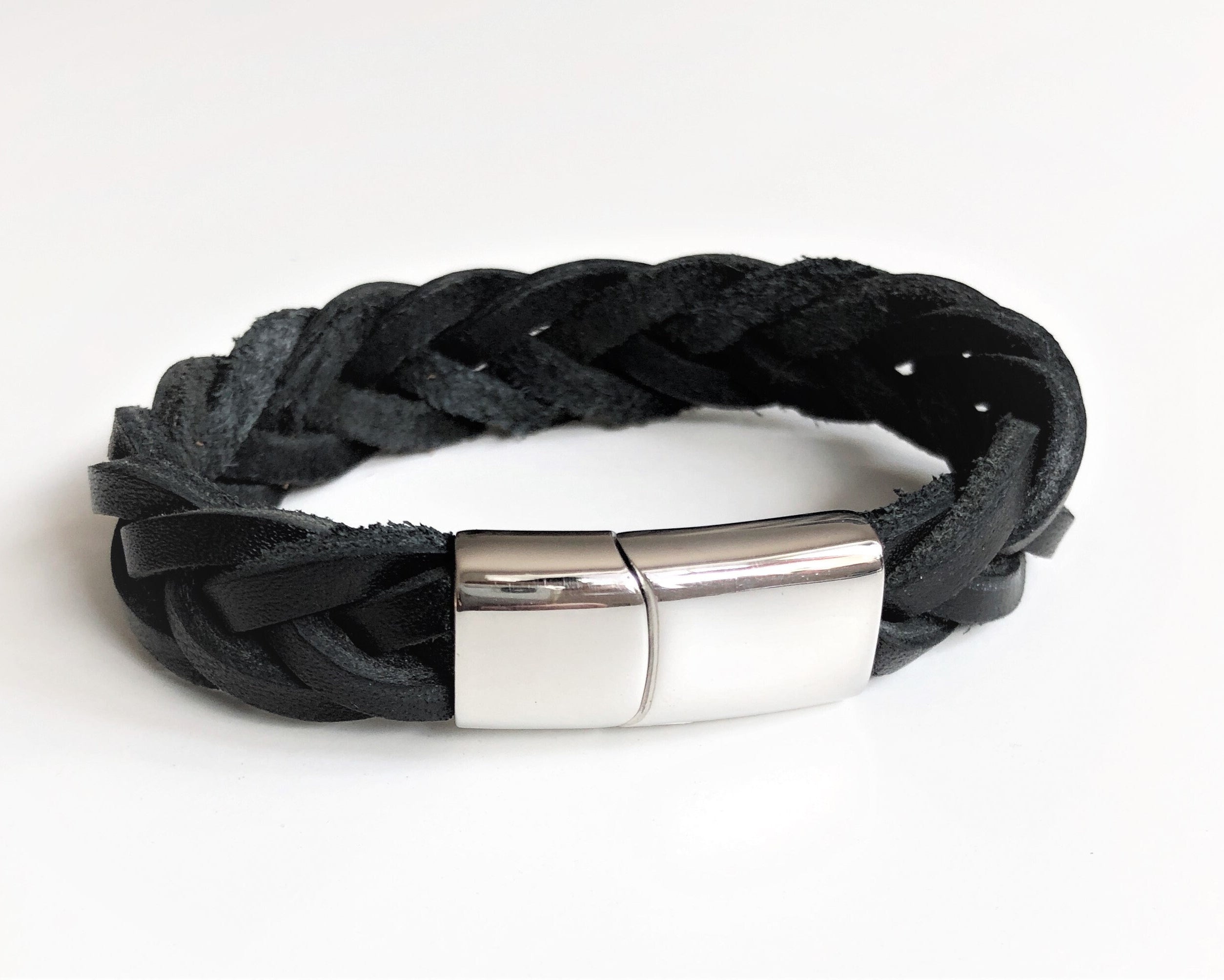 Armband | geflochtenes Lederarmband | schwarz