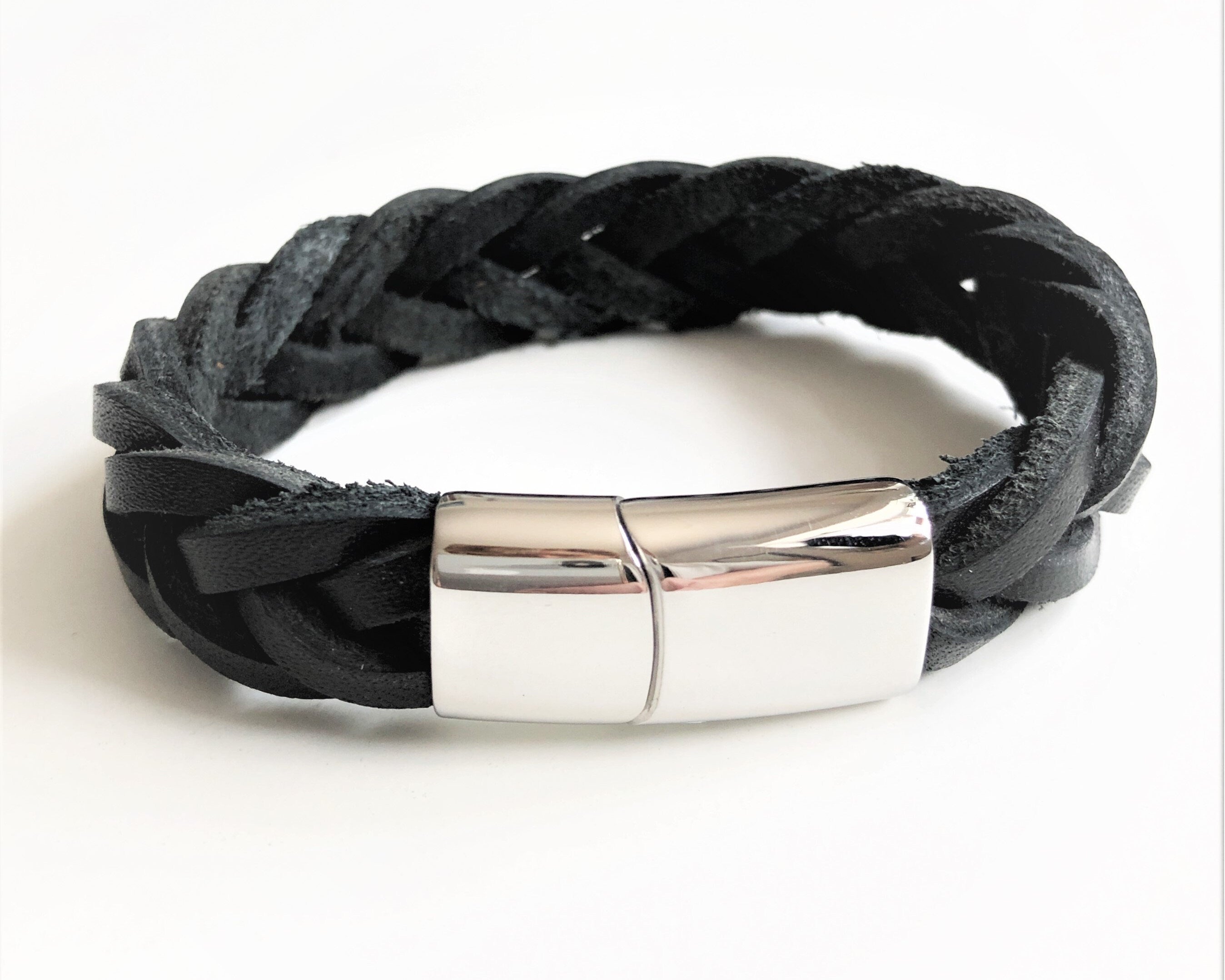 Armband | geflochtenes Lederarmband | schwarz