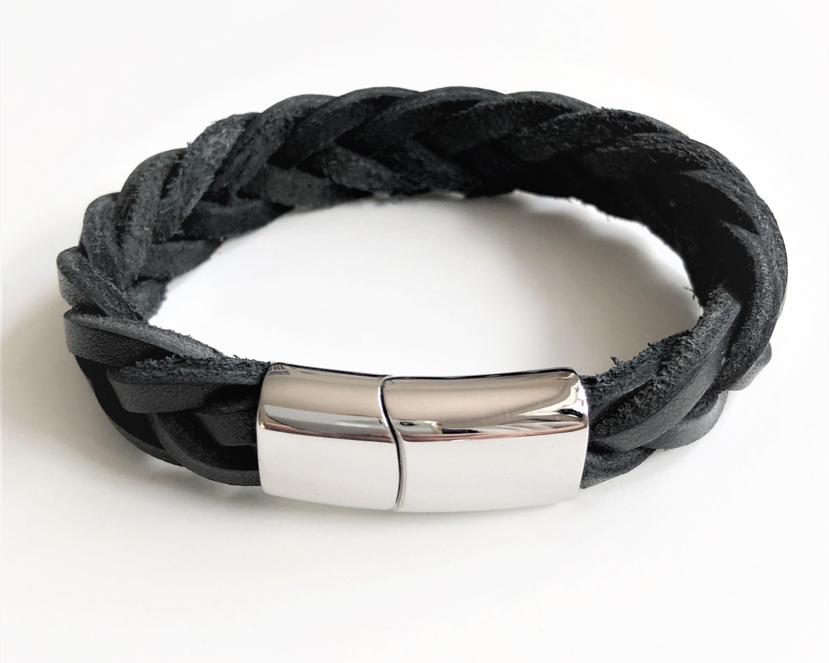 Armband | geflochtenes Lederarmband | schwarz