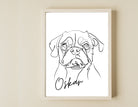 Hunde Portrait | One Line Art | Haustier Portrait | Benutzerdefiniert | Tierportrait Name | Auch als Gutschein