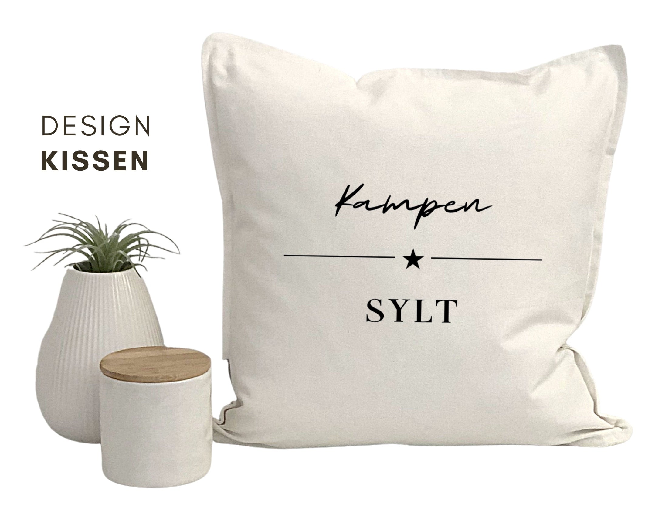 Kissen | Kampen Sylt | Baumwolle Kissenbezug | Hamptons Style | Strandhaus | maritime Deko