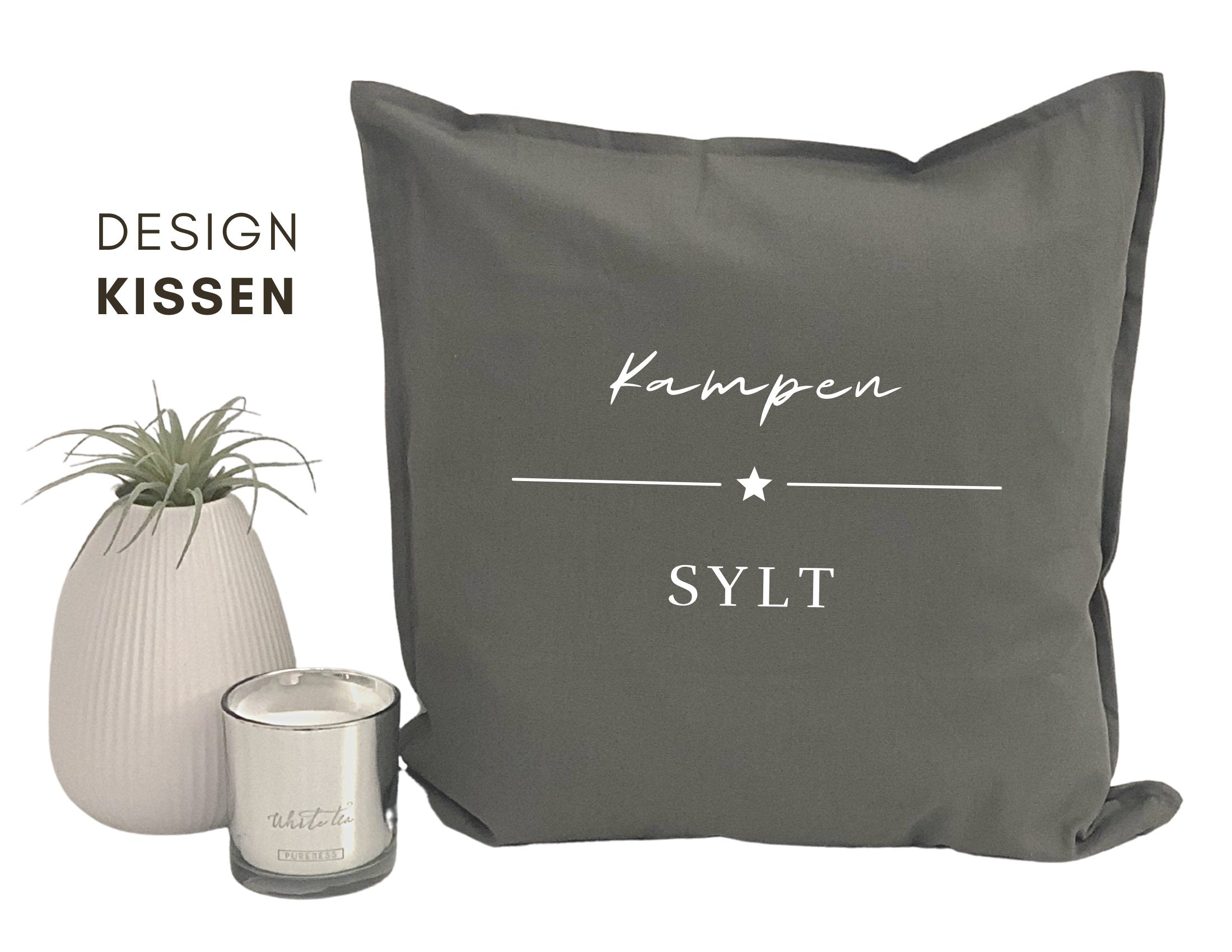 Kissen | Kampen Sylt | Baumwolle Kissenbezug | Hamptons Style | Strandhaus | maritime Deko