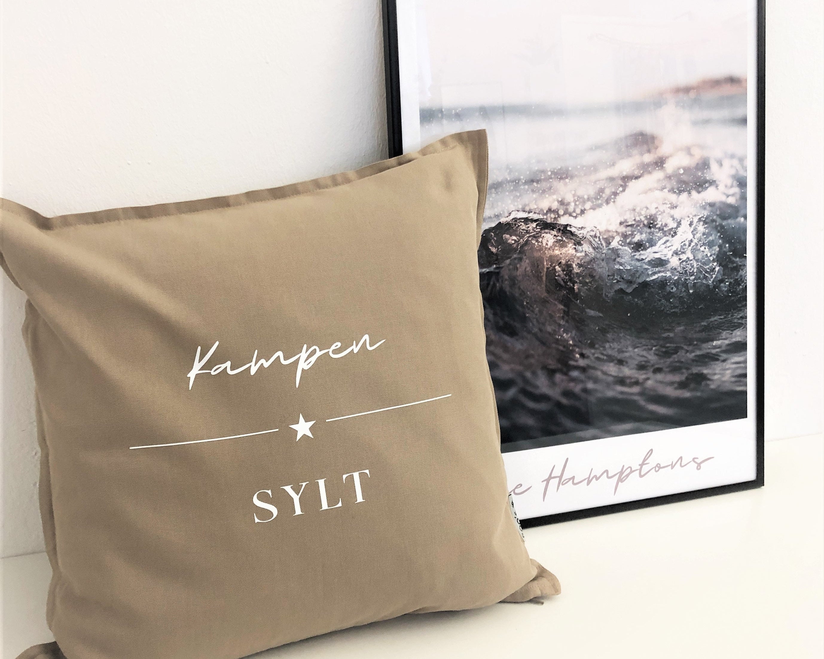 Kissen | Kampen Sylt | Baumwolle Kissenbezug | Hamptons Style | Strandhaus | maritime Deko