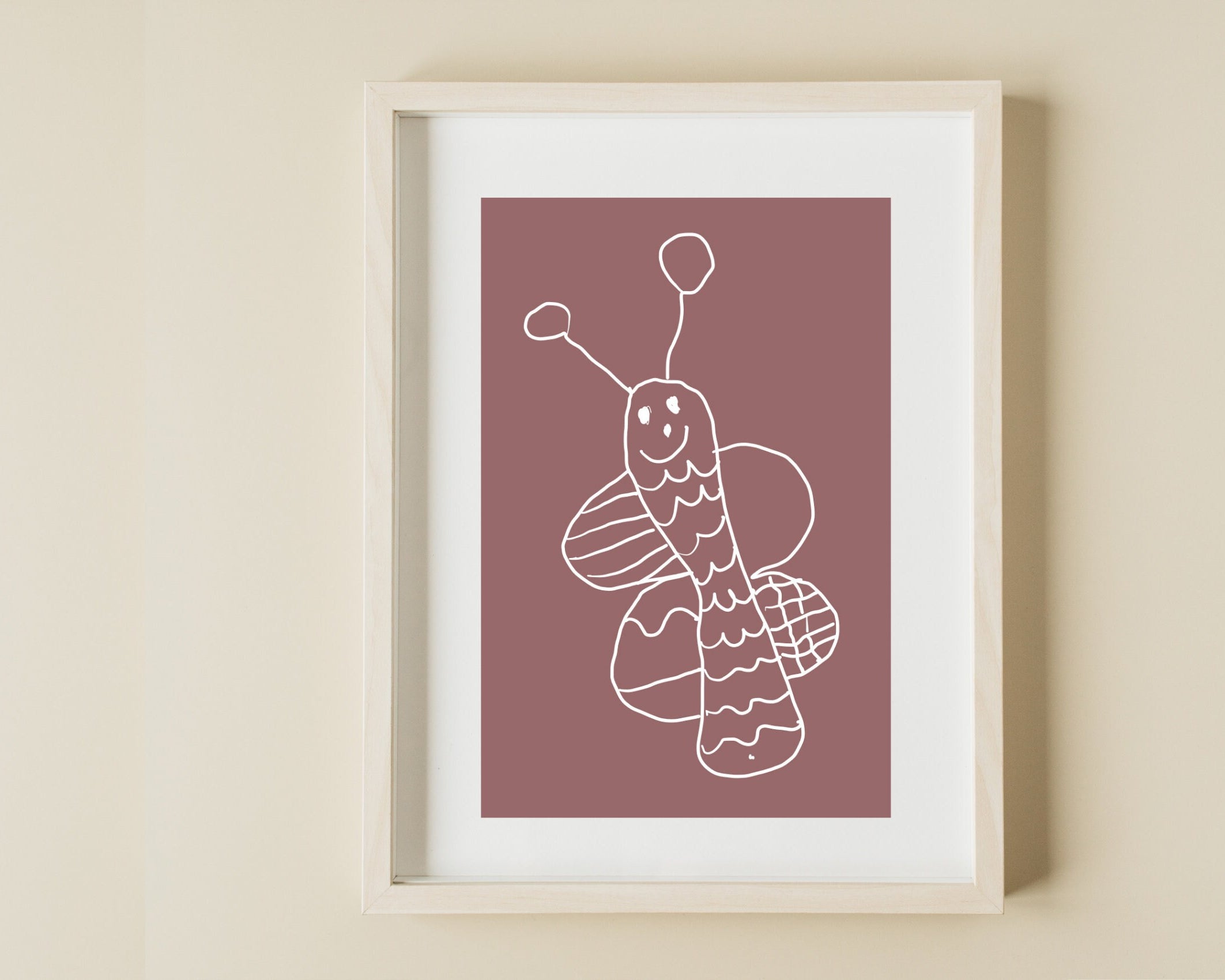 Kinder Kunstwerk als Poster - nach Vorlage einer Kinderzeichnung mit Wunschfarbe als Hintergrund