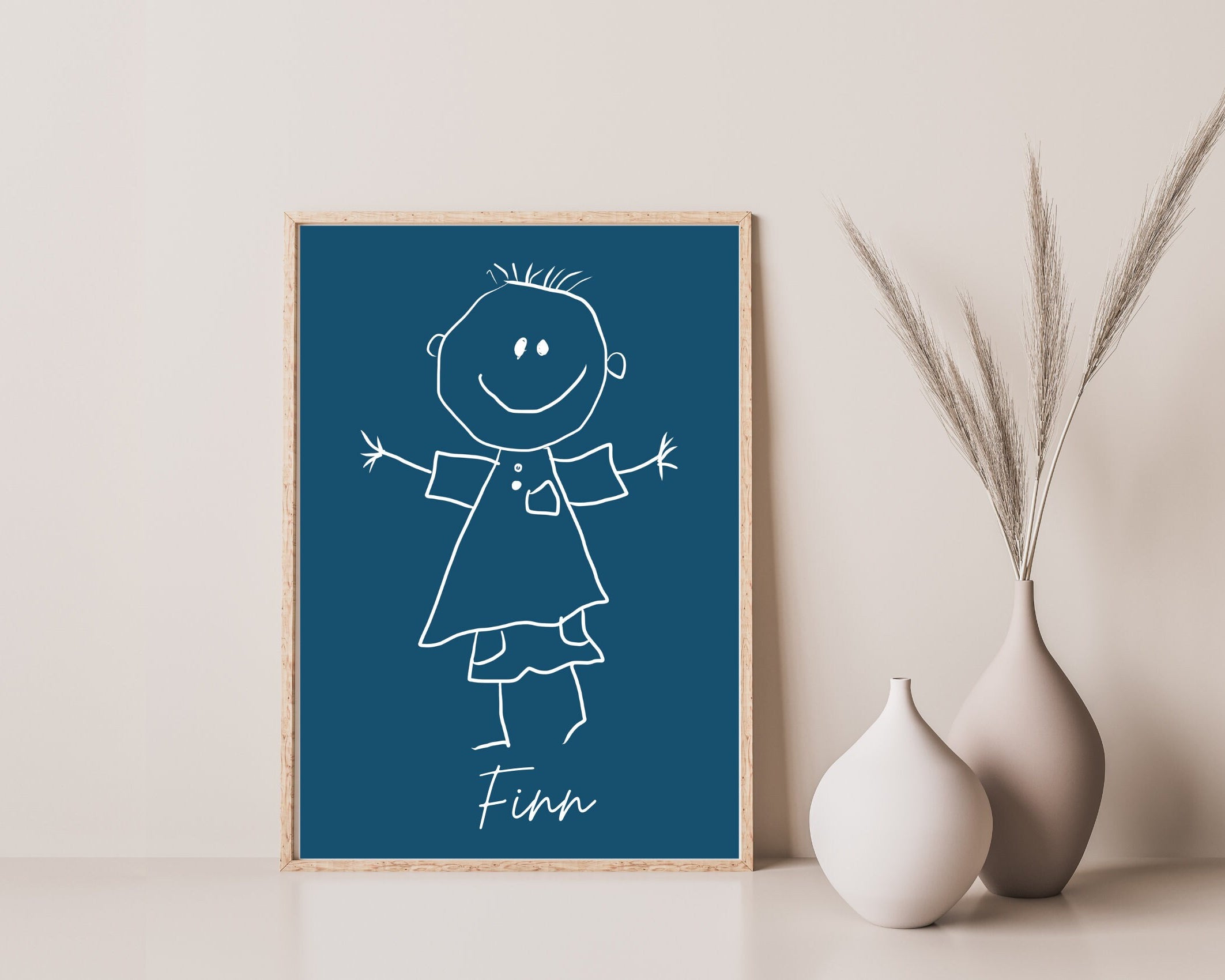 Personalisiertes Kinderbild | Kinderzeichnung als Kunstwerk | Dein Kinderbild als Poster | Hintergrund in Wunschfarbe