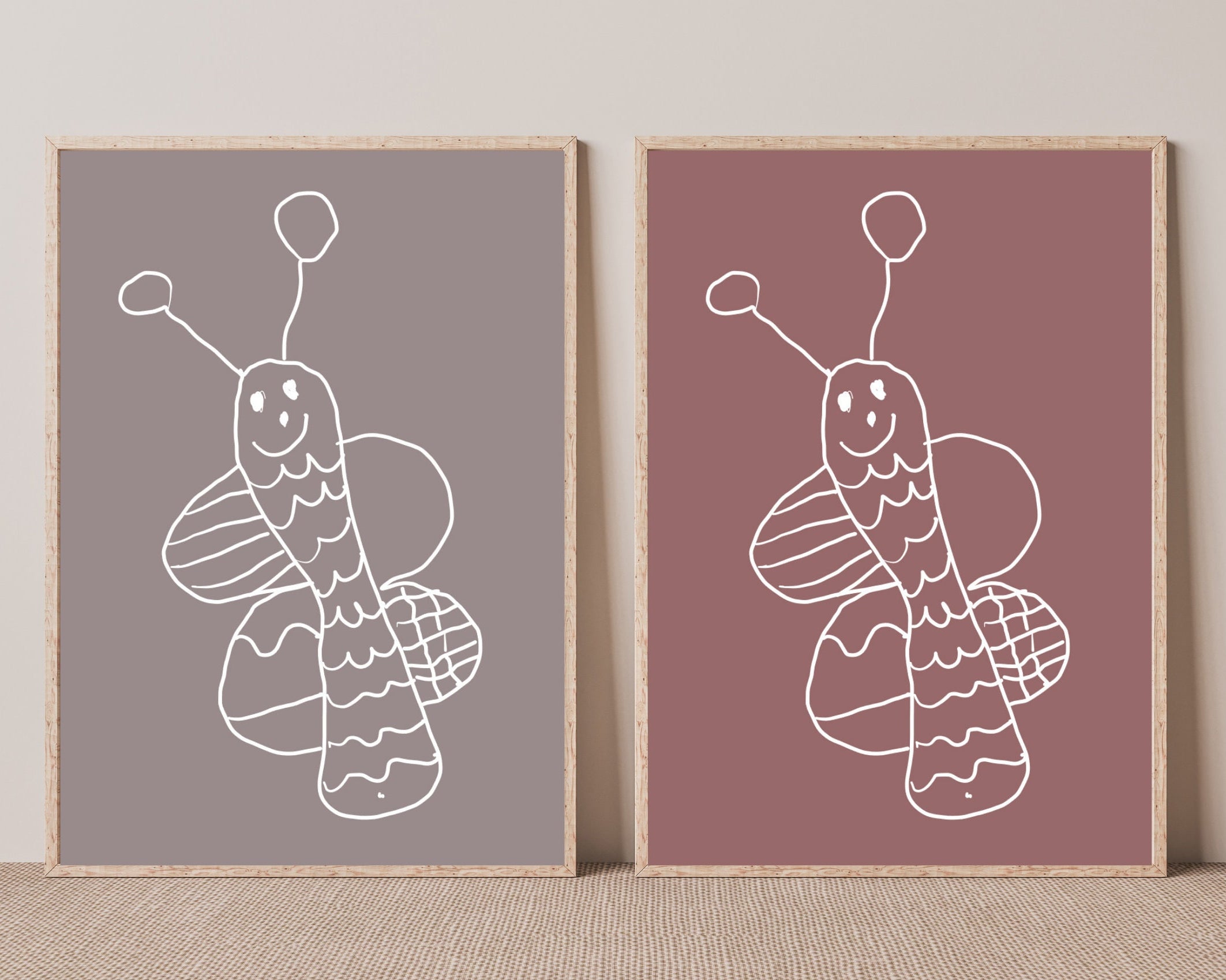 Kinder Kunstwerk als Poster - nach Vorlage einer Kinderzeichnung mit Wunschfarbe als Hintergrund