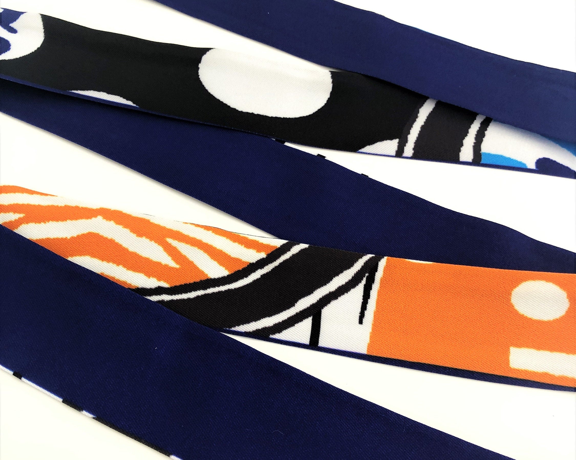 Schmaler seidiger Schal | Twilly | Handtasche Griff | Wrap | Tuch | Haarband | Armband | Taschenband lila blau violett orange