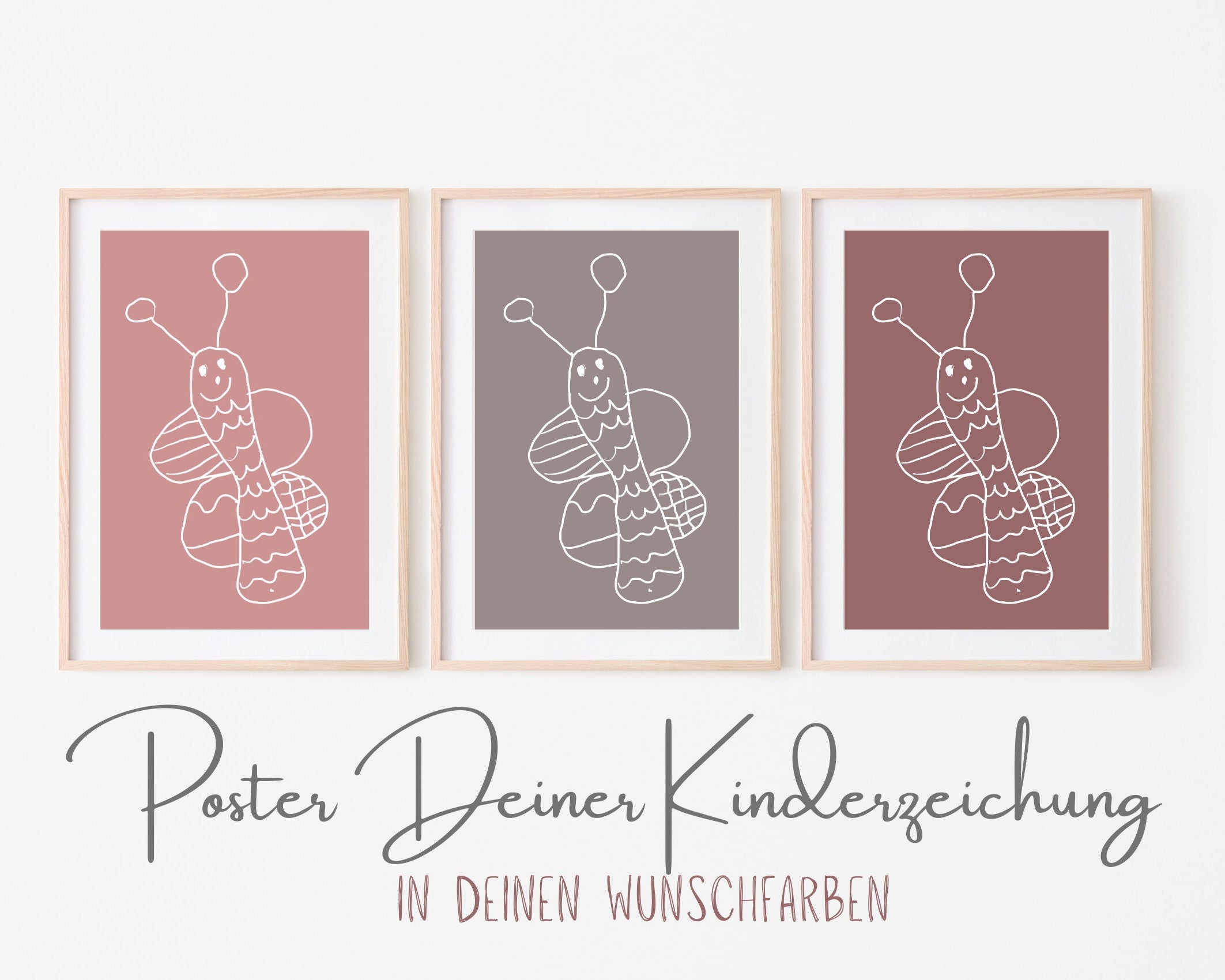 Kinder Kunstwerk Poster | Kinderzeichnung als personalisierter Posterdruck | Dein Kinderbild als Poster mit Hintergrund Farbe nach Wunsch