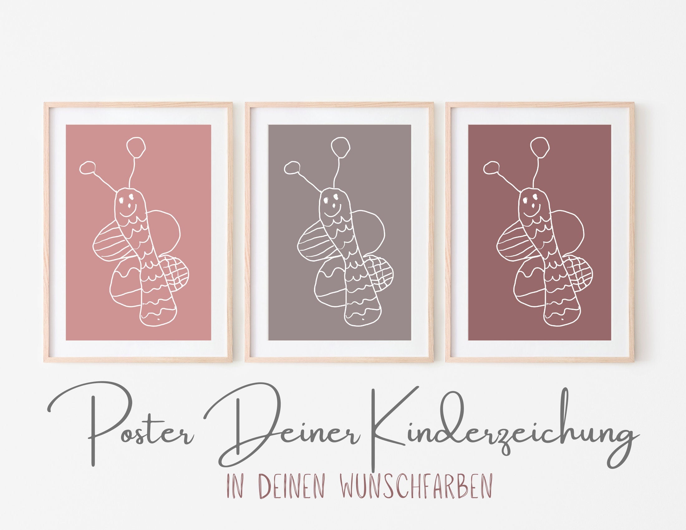 Kinder Kunstwerk Poster | Kinderzeichnung als personalisierter Posterdruck | Dein Kinderbild als Poster mit Hintergrund Farbe nach Wunsch