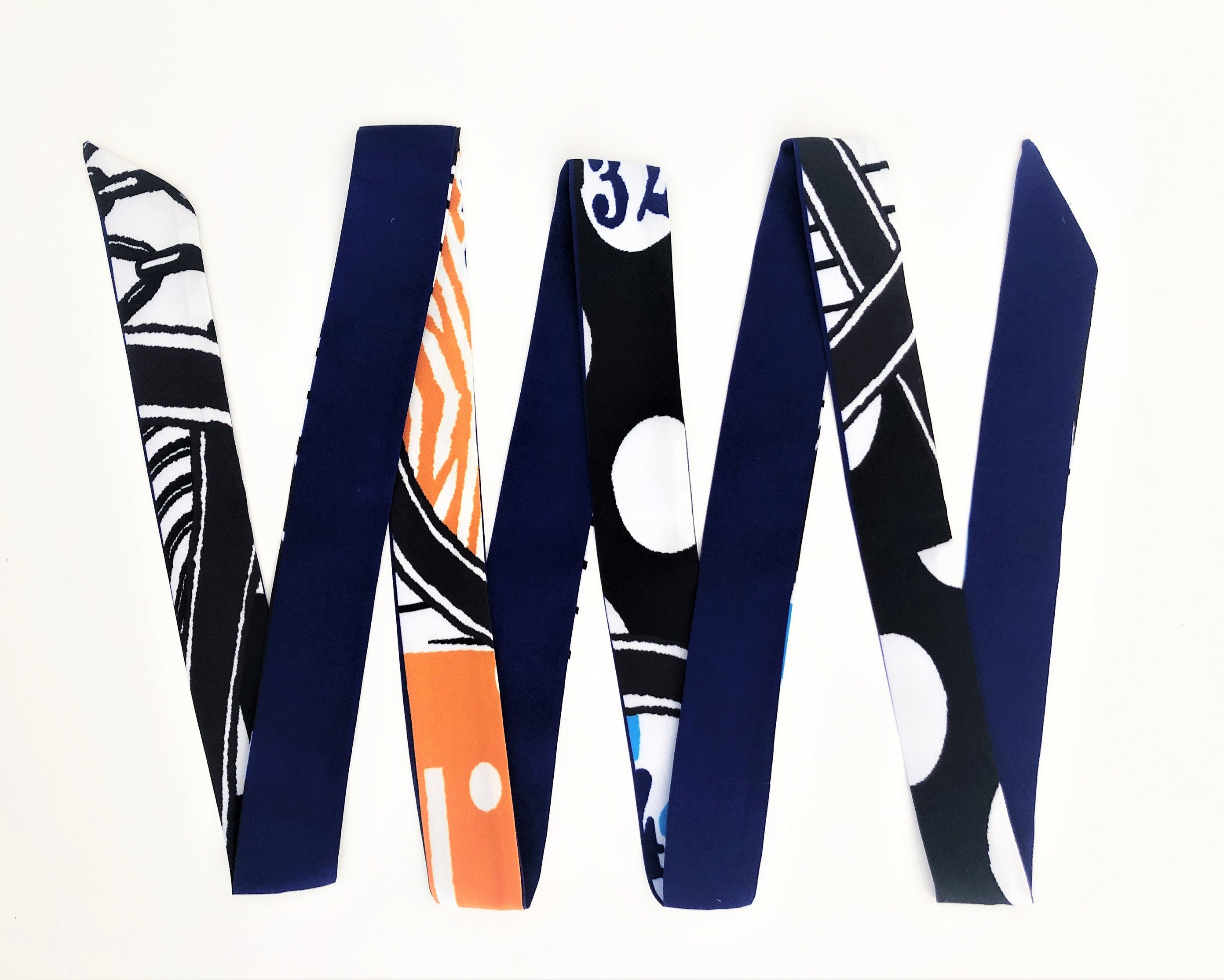 Schmaler seidiger Schal | Twilly | Handtasche Griff | Wrap | Tuch | Haarband | Armband | Taschenband lila blau violett orange