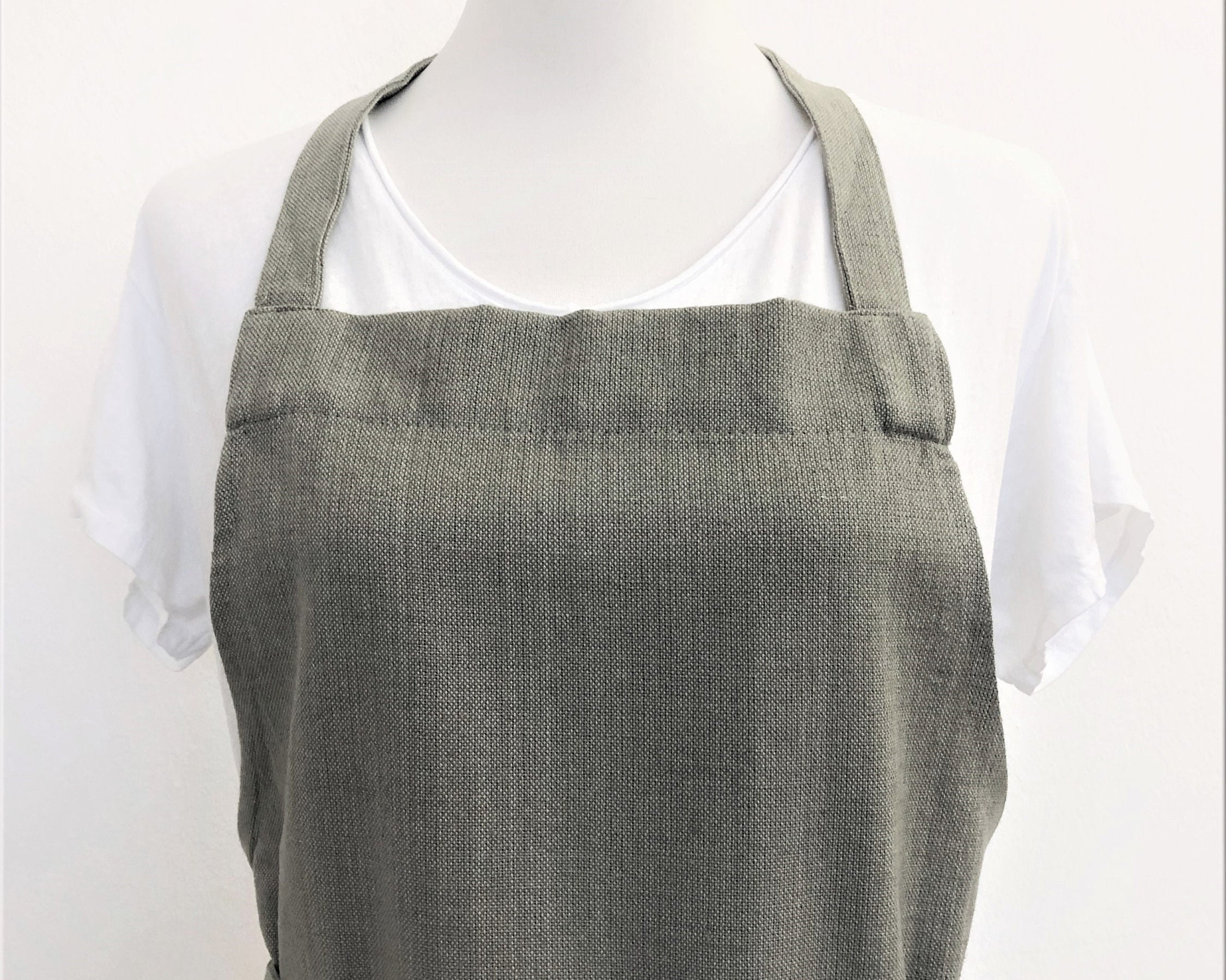 Schürze personalisiert | edle natur graue Leinen-Optik | Schrift in schwarz oder weiß | Schürze mit Deinem Namen | One Size