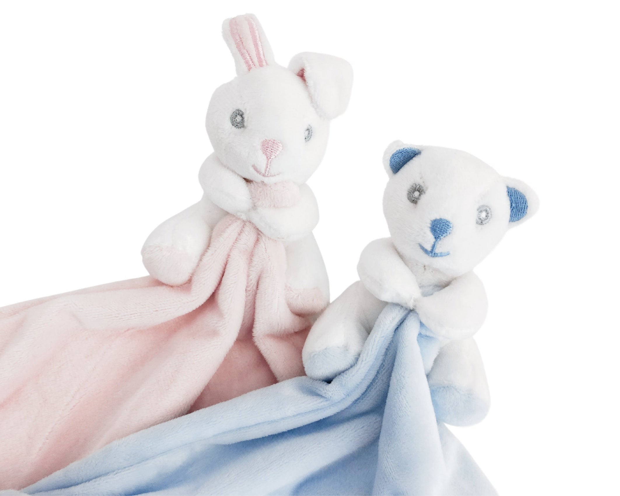 Kissen mit Häschen oder Bärchen | personalisiert | Baby Name | rosa oder hellblau | Samt