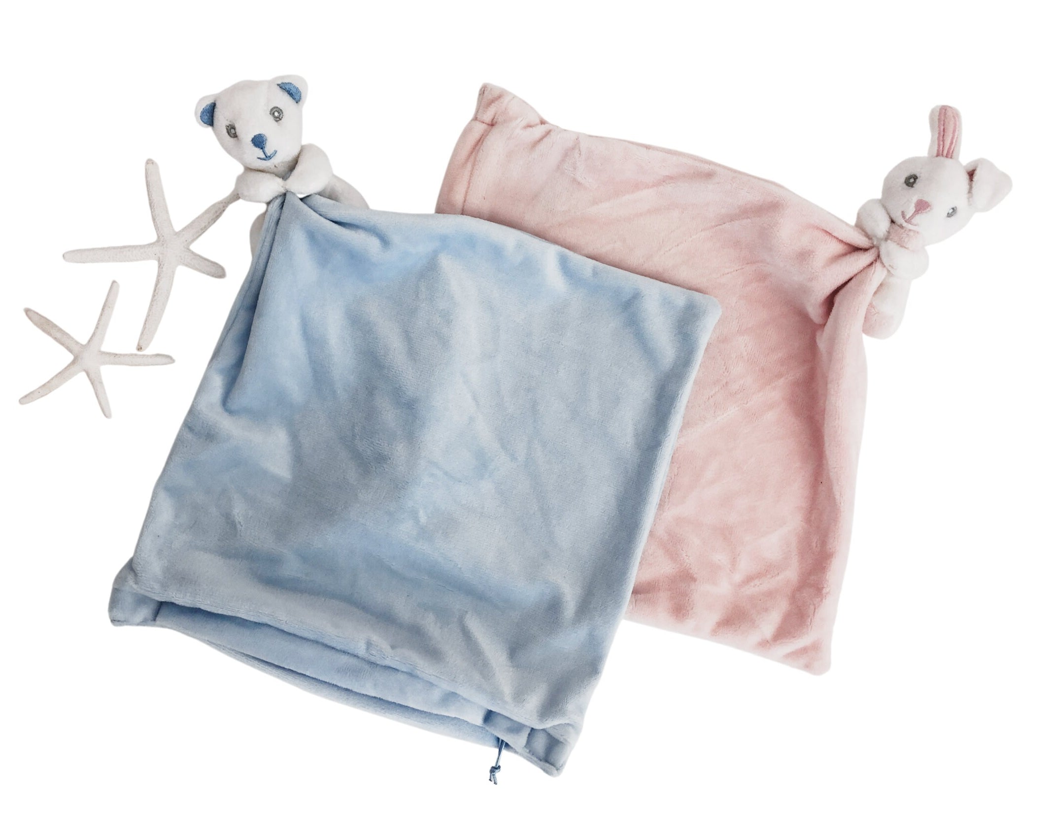 Kissen mit Häschen oder Bärchen | personalisiert | Baby Name | rosa oder hellblau | Samt