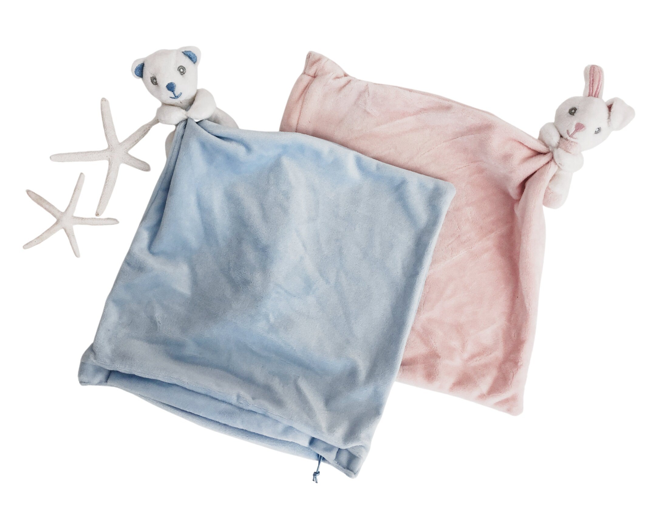 Kissen mit Häschen oder Bärchen | personalisiert | Baby Name | rosa oder hellblau | Samt