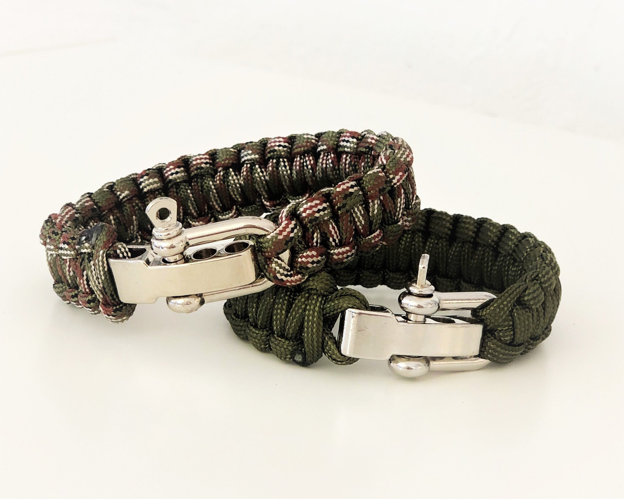 Paracord Armband | silberner Schäkel Verschluss | Survivor Stil | Outdoor | Männerarmband | schwarz