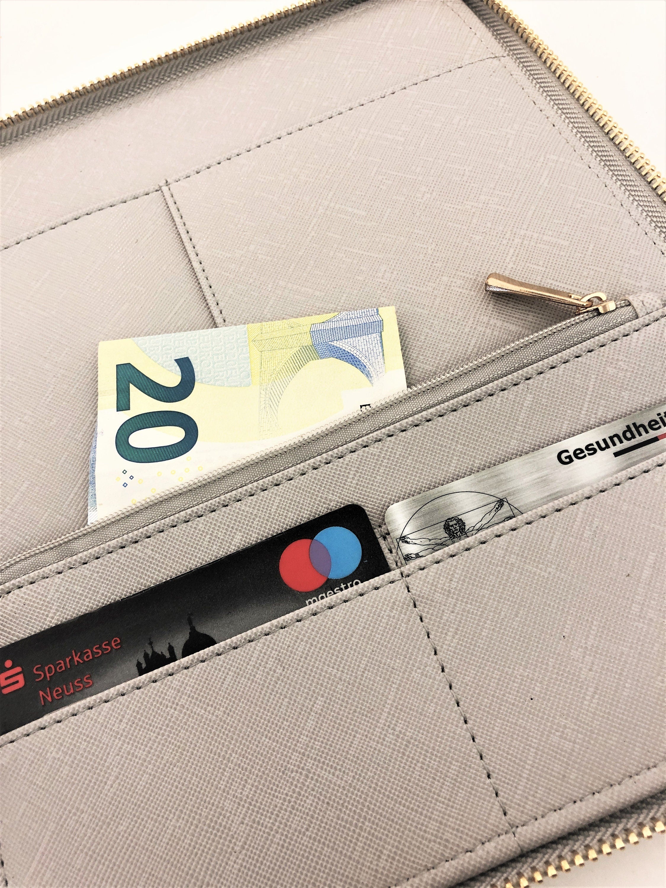 Grauer Organizer für Mutterpass & U-Heft | personalisierte Mappe für alle Unterlagen | Dokumenten Hülle für Mama und Kind