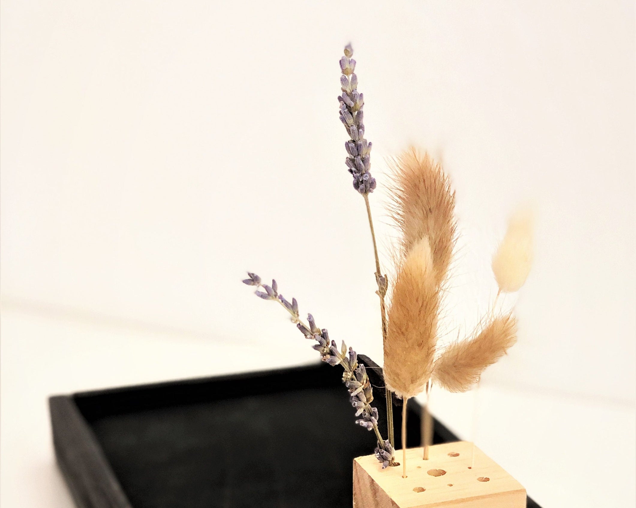 Dried Flowers | Holzwürfel aus Holz | Ständer Trockenblumen Federn | Boho | kleines Geschenk