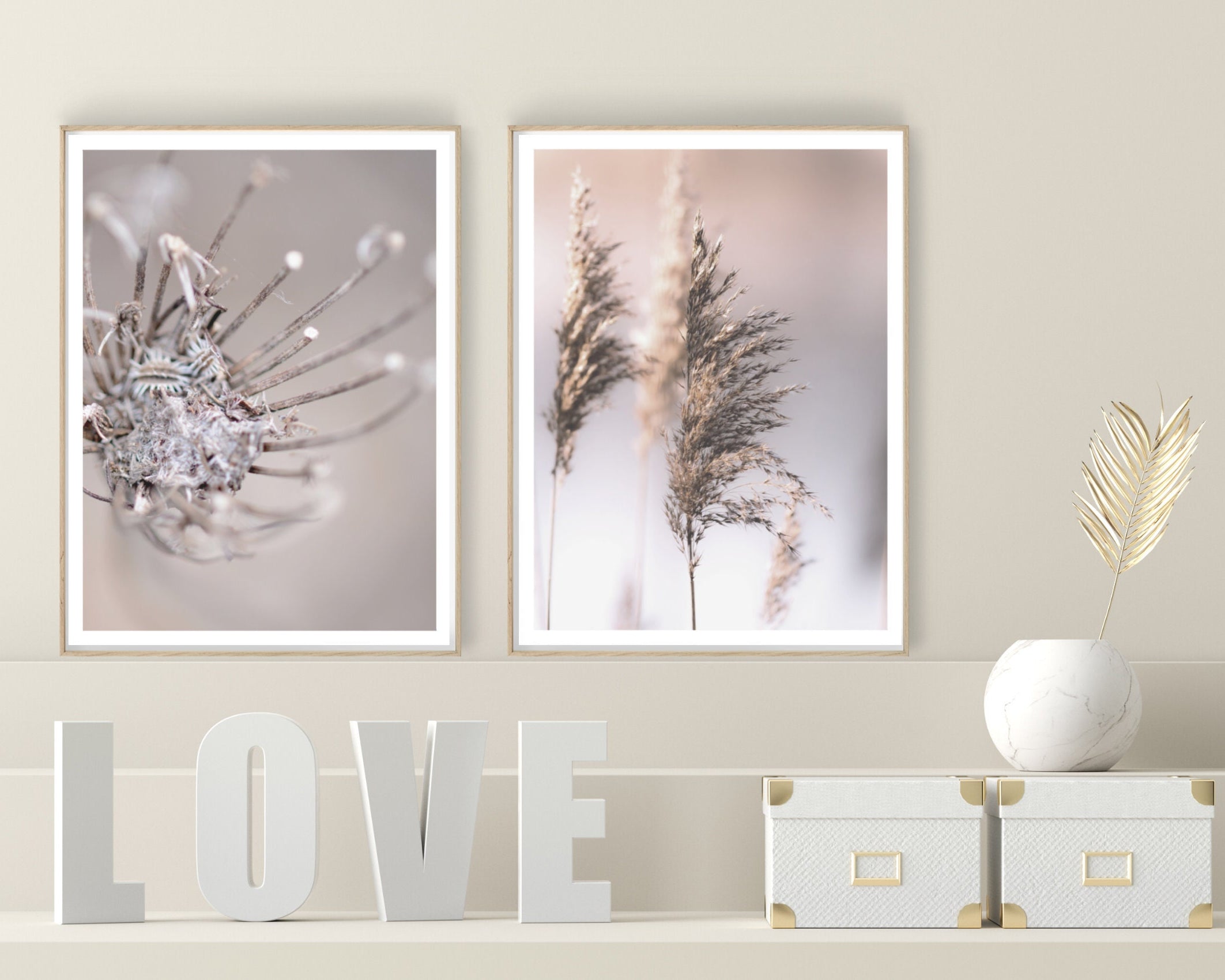 Poster | Blumen | natur | beige | Pampas Gräser Reed | zarte dezente Farben | Boho Naturposter