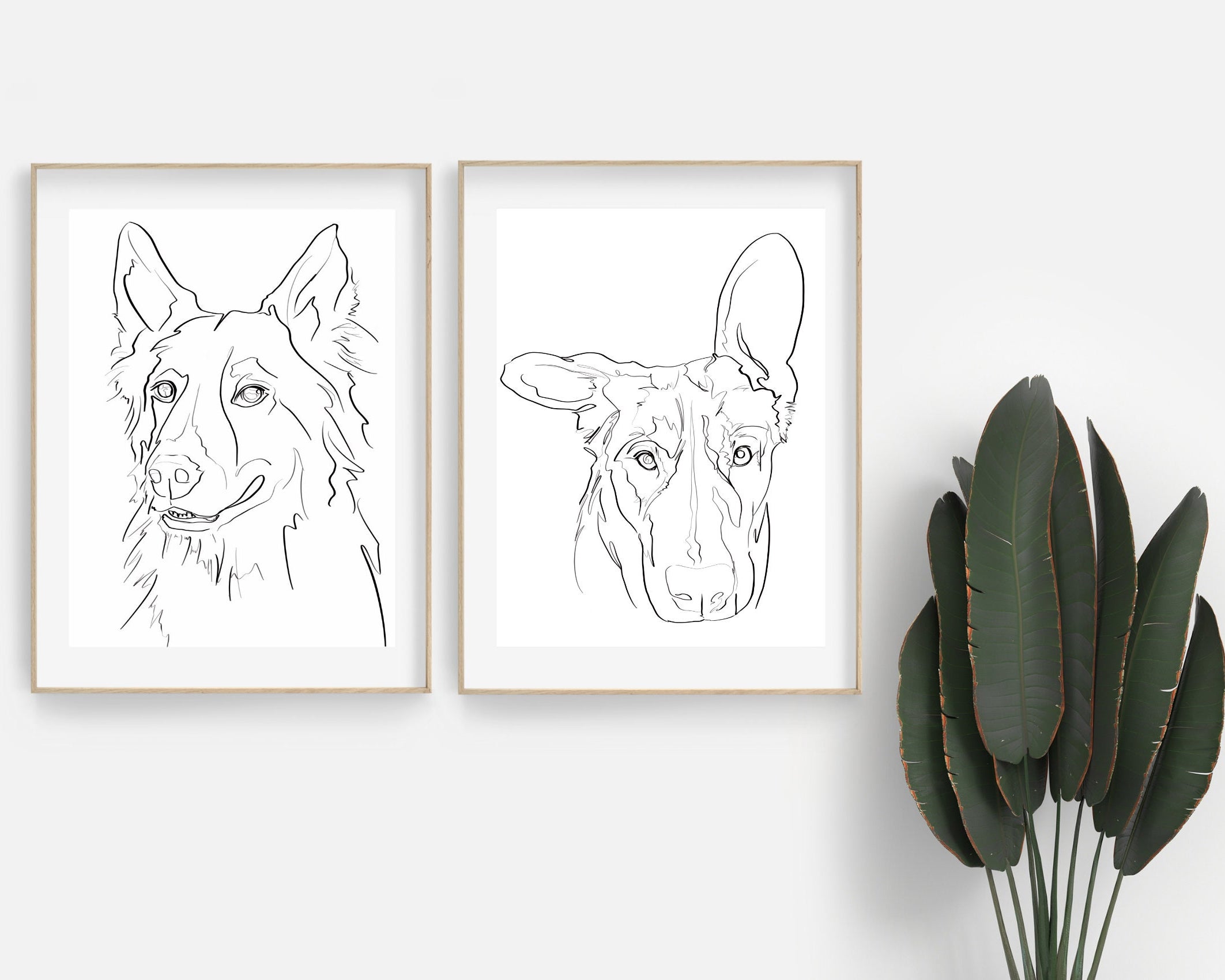 Hunde Portrait | One Line Art | Haustier Portrait | Benutzerdefiniert | Tierportrait Name | Auch als Gutschein