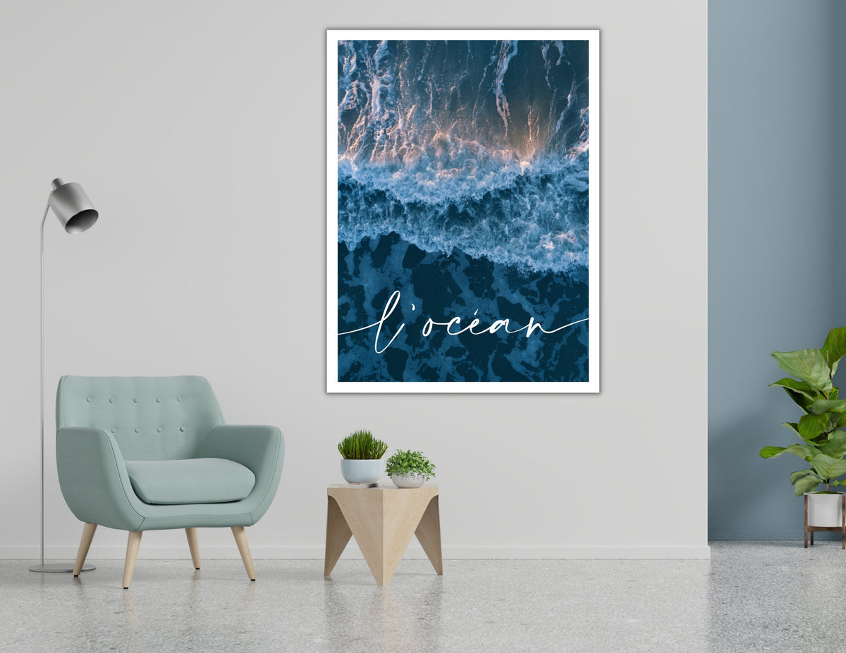 L' océan | Poster vom Meer | Beach | maritim | Bilder Serie | Wand Deko | Meeresposter | Ozean | Brandung | Welle | von oben