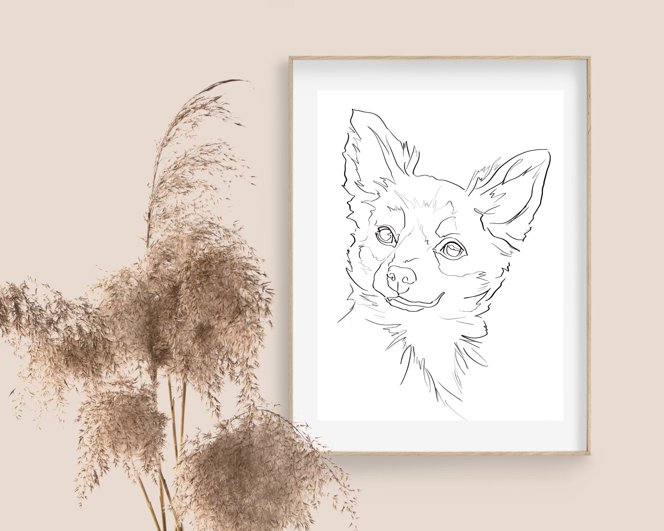 Hunde Portrait | One Line Art | Haustier Portrait | Benutzerdefiniert | Tierportrait Name | Auch als Gutschein