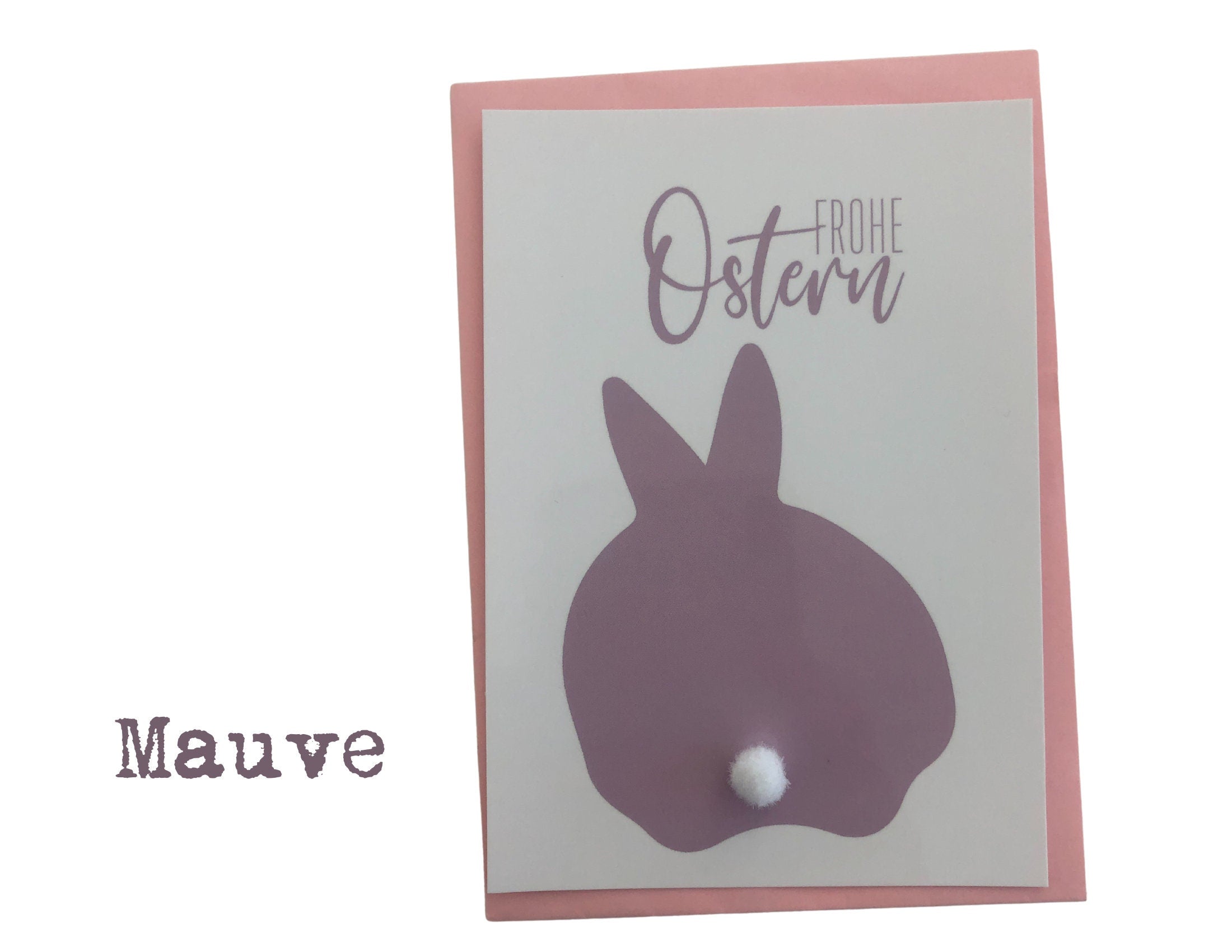 Oster Karten | Ostergruß | Häschen Puschel Filzkugel | Osterhasenkarte im rosa Kuvert