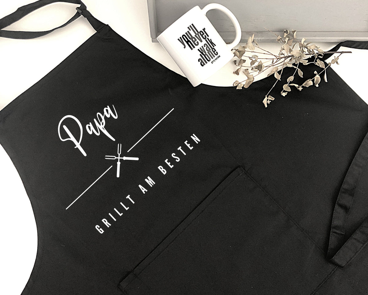 Grill Schürze für Papa | BBQ Schürze | schwarz oder grau | Geschenk Vater Bruder Freund Mann