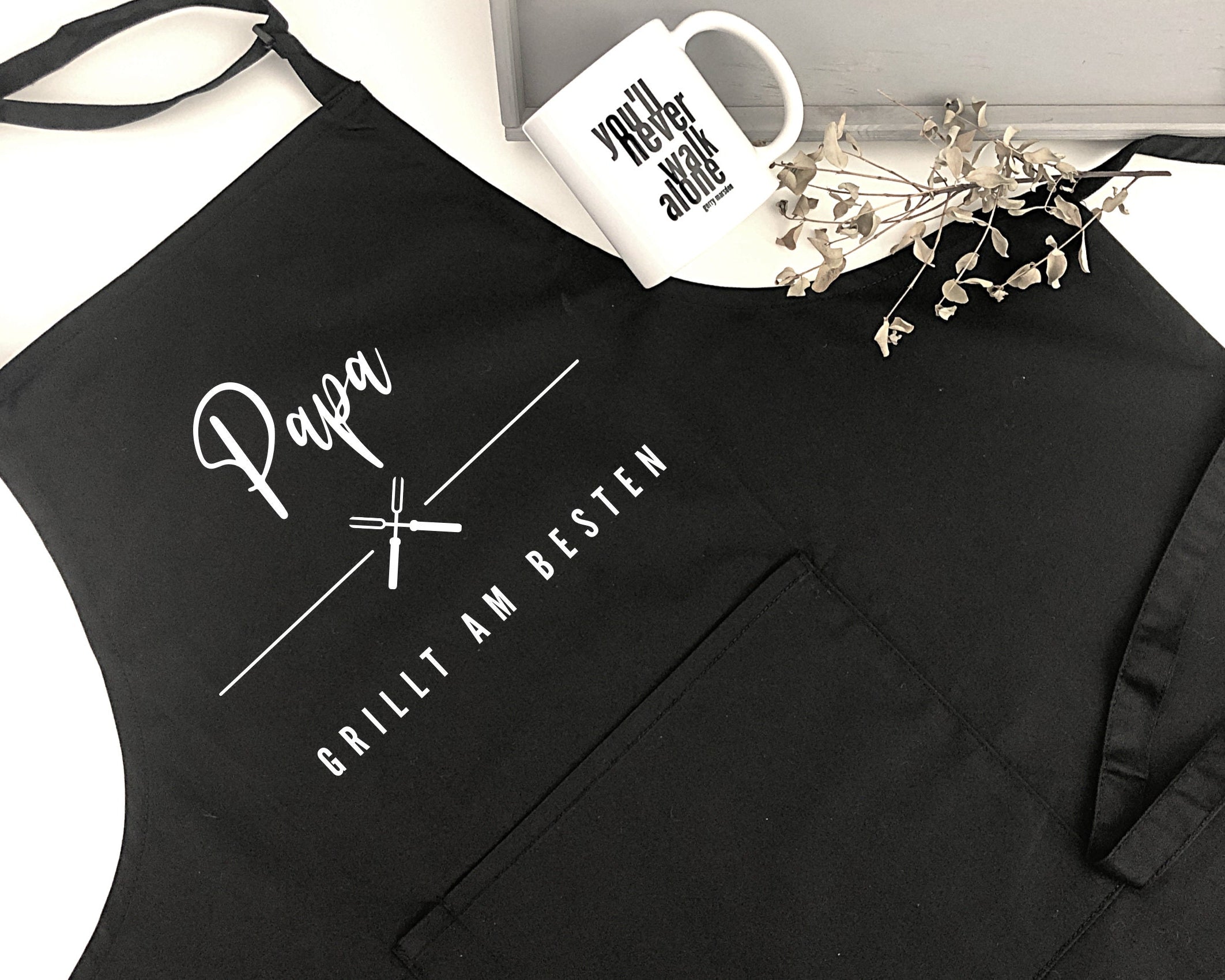 Grill Schürze für Papa | BBQ Schürze | schwarz oder grau | Geschenk Vater Bruder Freund Mann