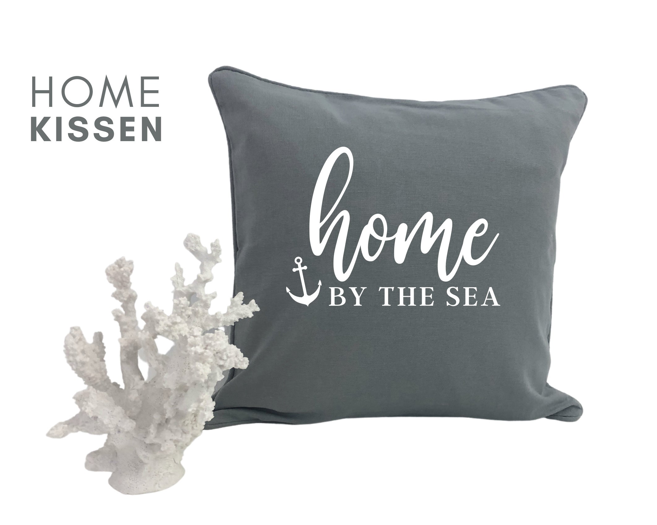HOME by the sea | Kissen | maritimer Kissenbezug | 40 x40 cm | Baumwolle | Skandi Design | Hygge Boho Deko Kissenhülle