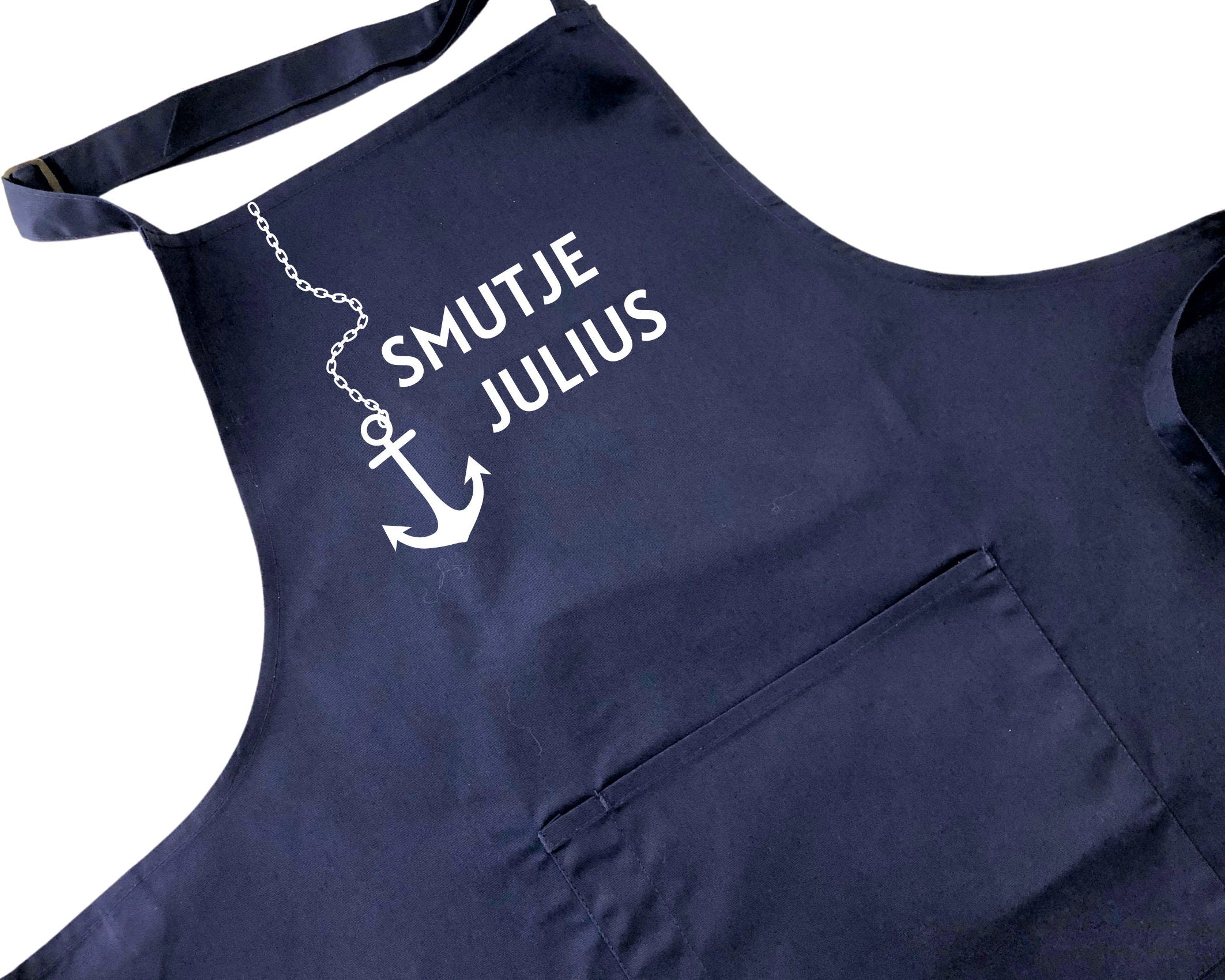 Maritime Grill Schürze für ihn | Smutje | personalisierbar | BBQ Schürze Männer mit Namen | blau, grau | Geschenk Papa Vater Bruder