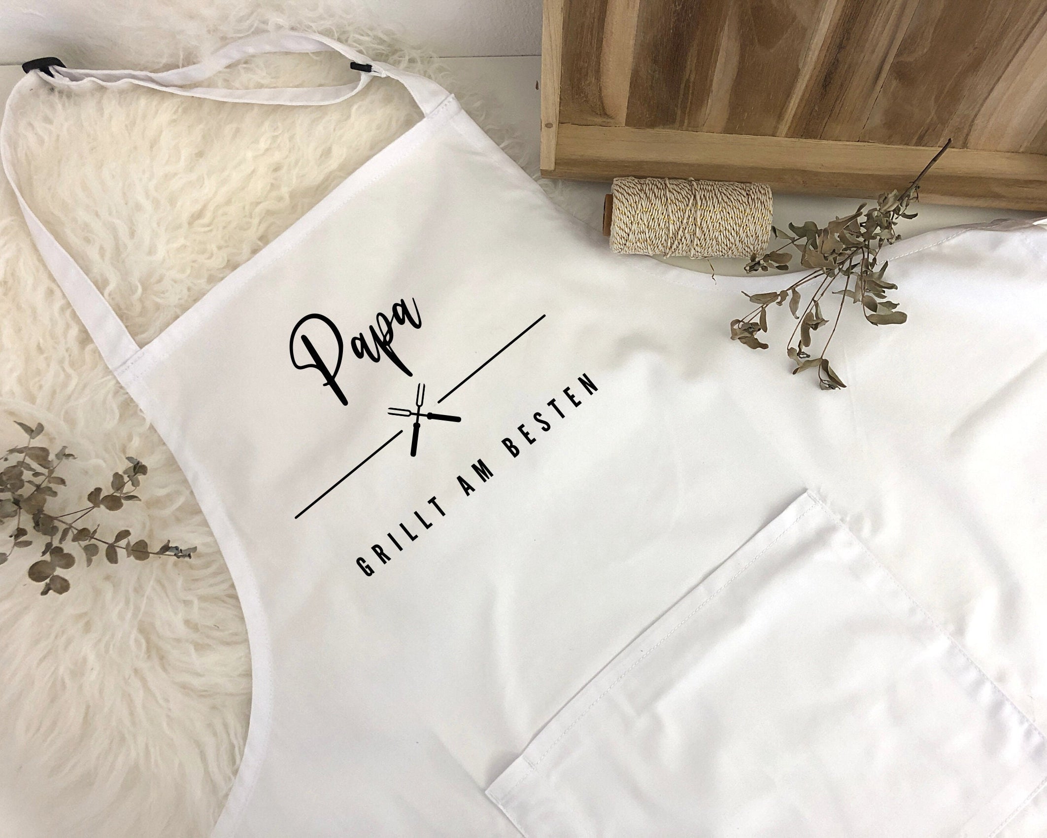 Grill Schürze für Papa | BBQ Schürze | schwarz, grau, weiß | Geschenk Vater Bruder Freund Mann