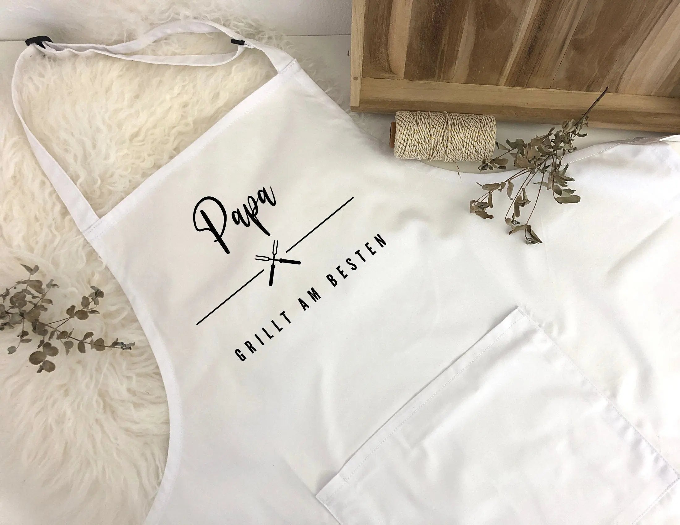 Grill Schürze für Papa | BBQ Schürze | schwarz, grau, weiß | Geschenk Vater Bruder Freund Mann
