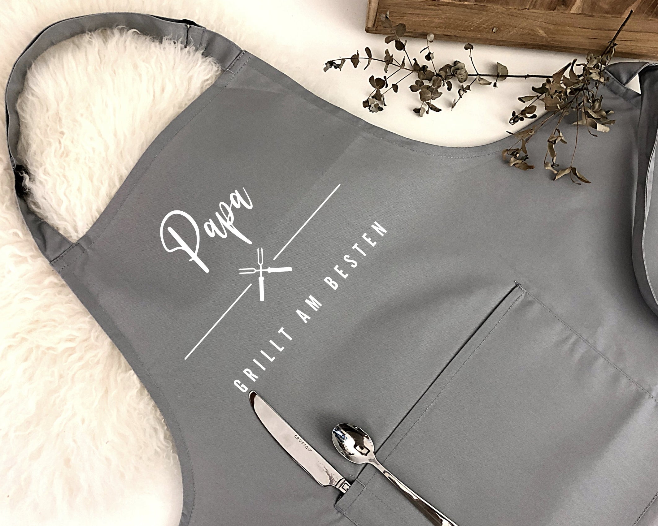 Grill Schürze für Papa | BBQ Schürze | schwarz oder grau | Geschenk Vater Bruder Freund Mann