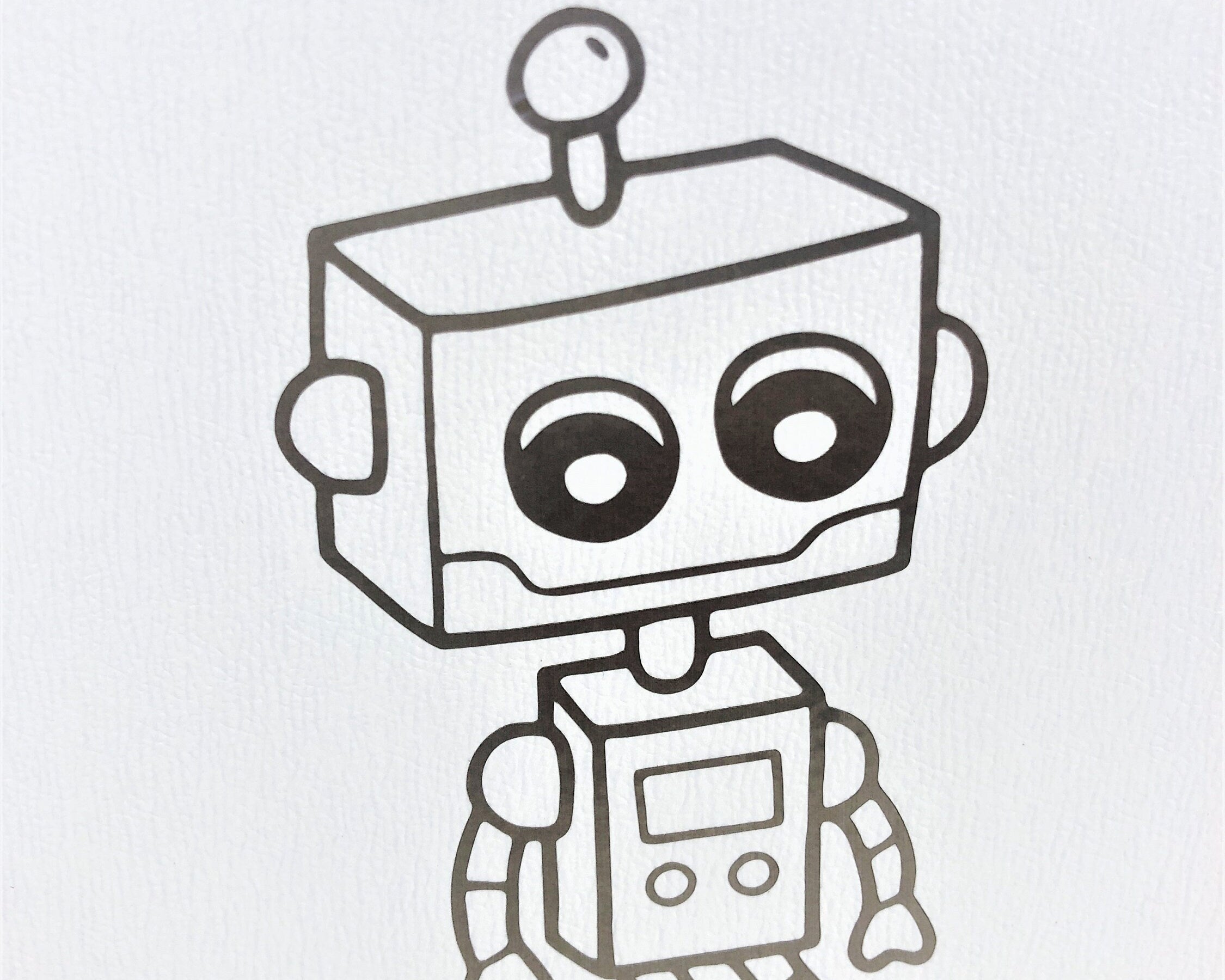 Kleiner weißer Kinderkoffer | Roboter | Pappkoffer für Spielzeug | Geschenk Kindergartenkind Schulkind