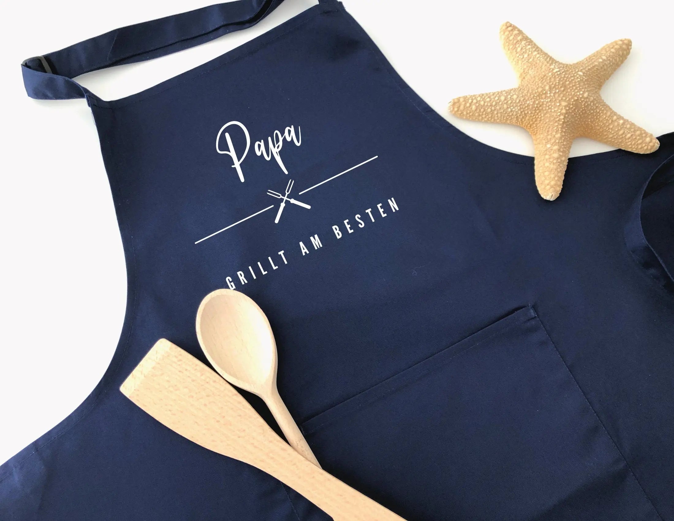 Grill Schürze für Papa | BBQ Schürze | schwarz, grau, weiß | Geschenk Vater Bruder Freund Mann