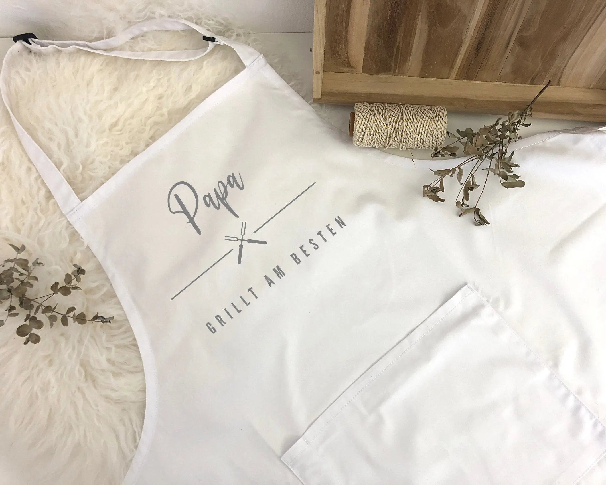 Grill Schürze für Papa | BBQ Schürze | schwarz, grau, weiß | Geschenk Vater Bruder Freund Mann