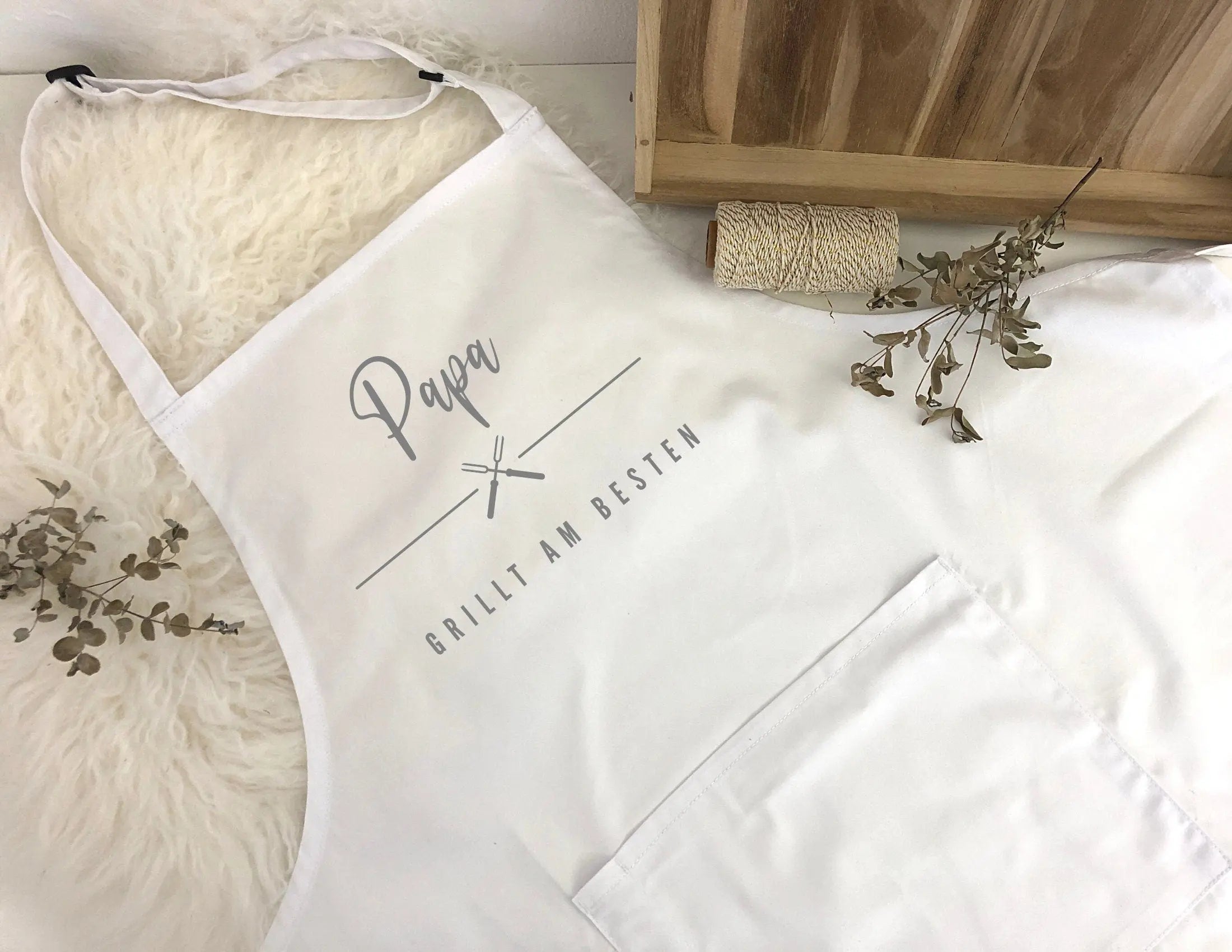 Grill Schürze für Papa | BBQ Schürze | schwarz, grau, weiß | Geschenk Vater Bruder Freund Mann