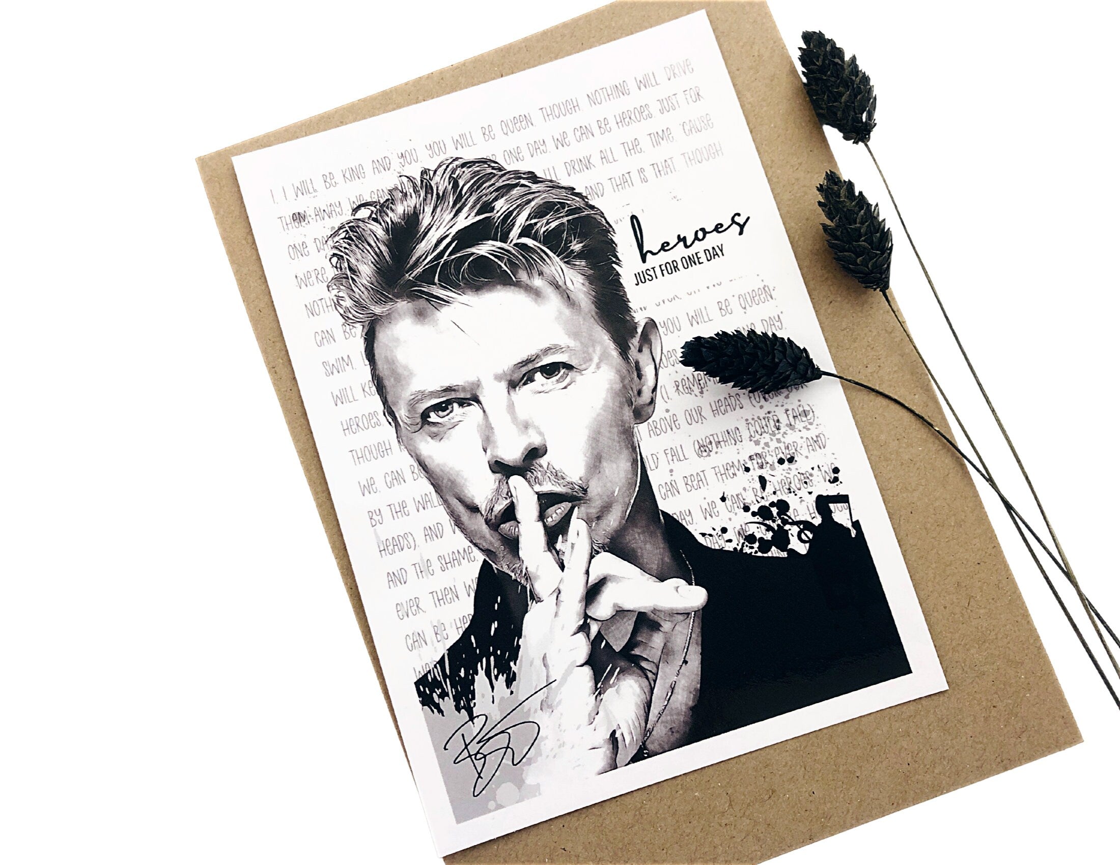 Karte | David Bowie | Art Card | schwarz weiß | A6 | Kraftpapierumschlag
