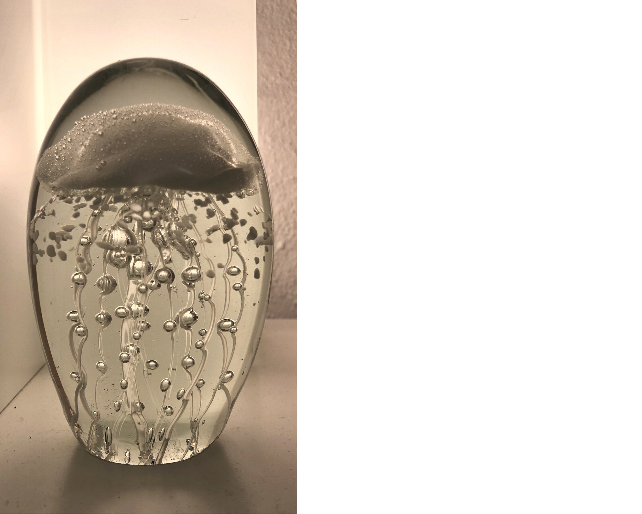 Objekt | Qualle | Briefbeschwerer | Glas | weiß