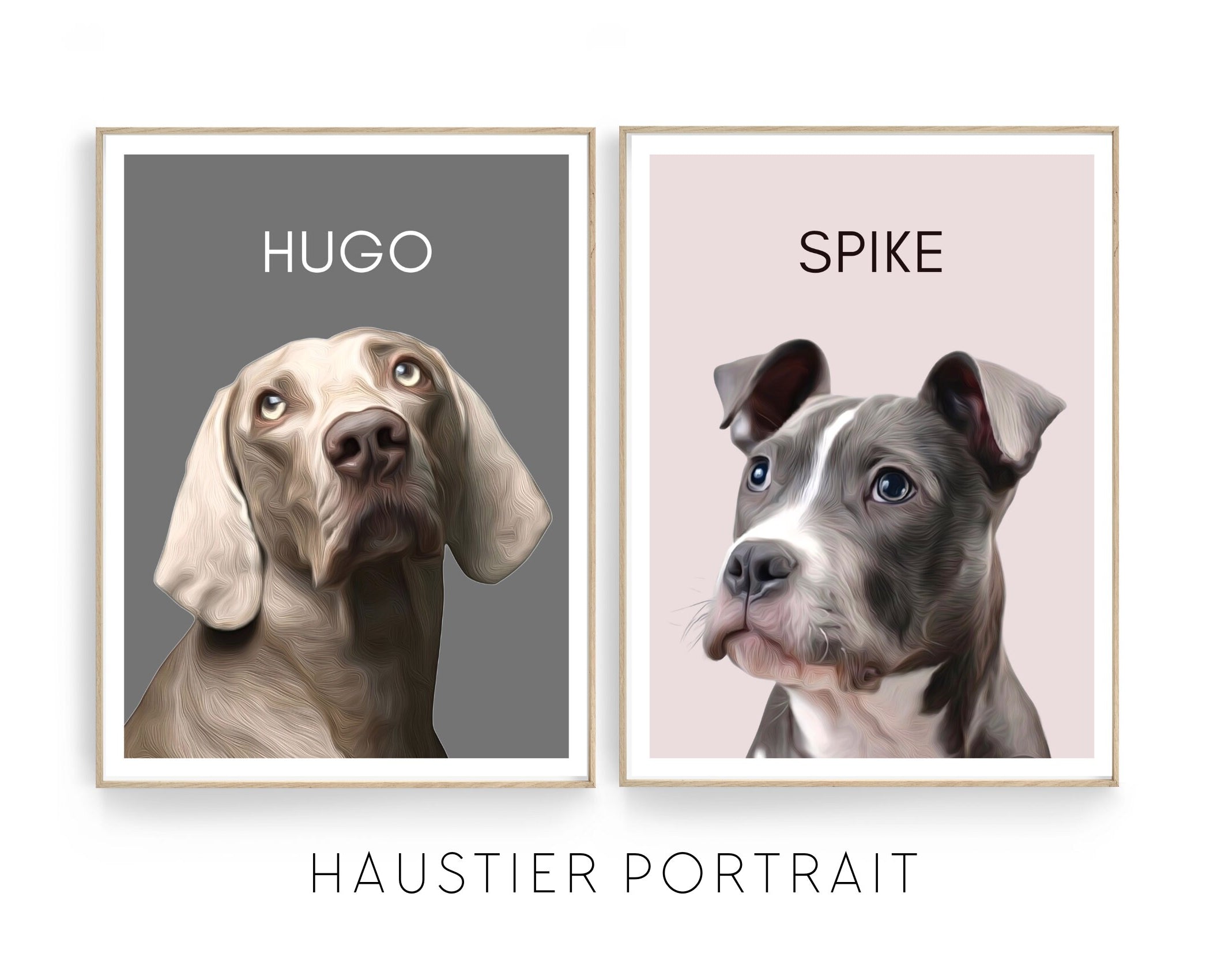 Haustier Portrait | Hund Katze | nach Foto mit Namen | Hintergrund nach Wunsch frei wählbar