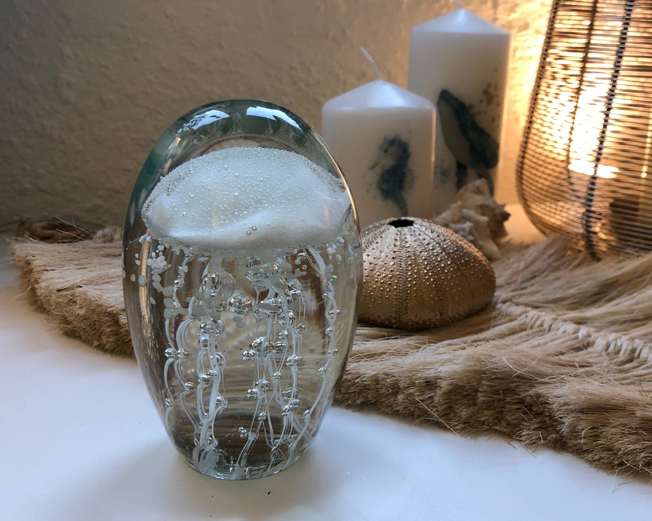 Objekt | Qualle | Briefbeschwerer | Glas | weiß
