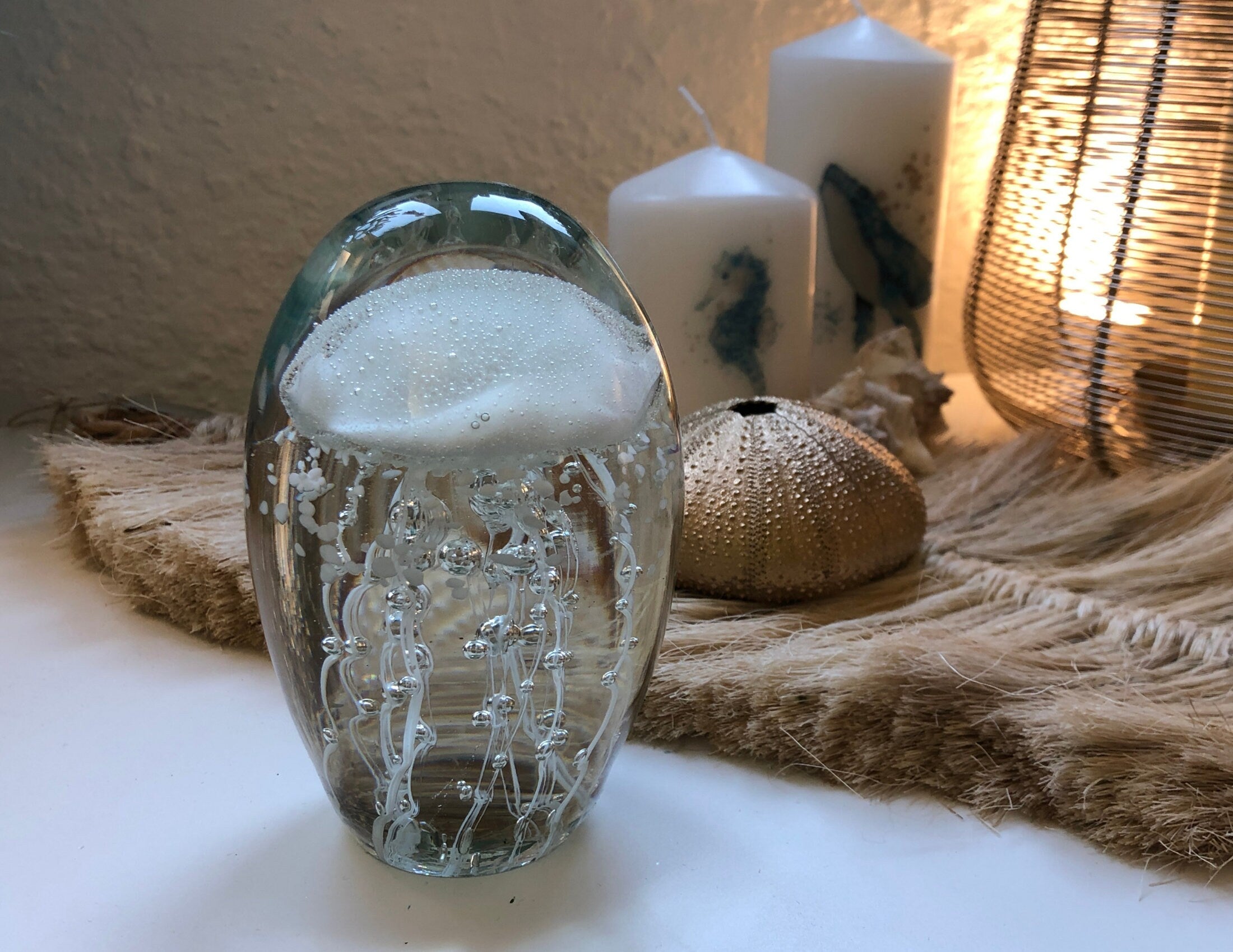 Objekt | Qualle | Briefbeschwerer | Glas | weiß